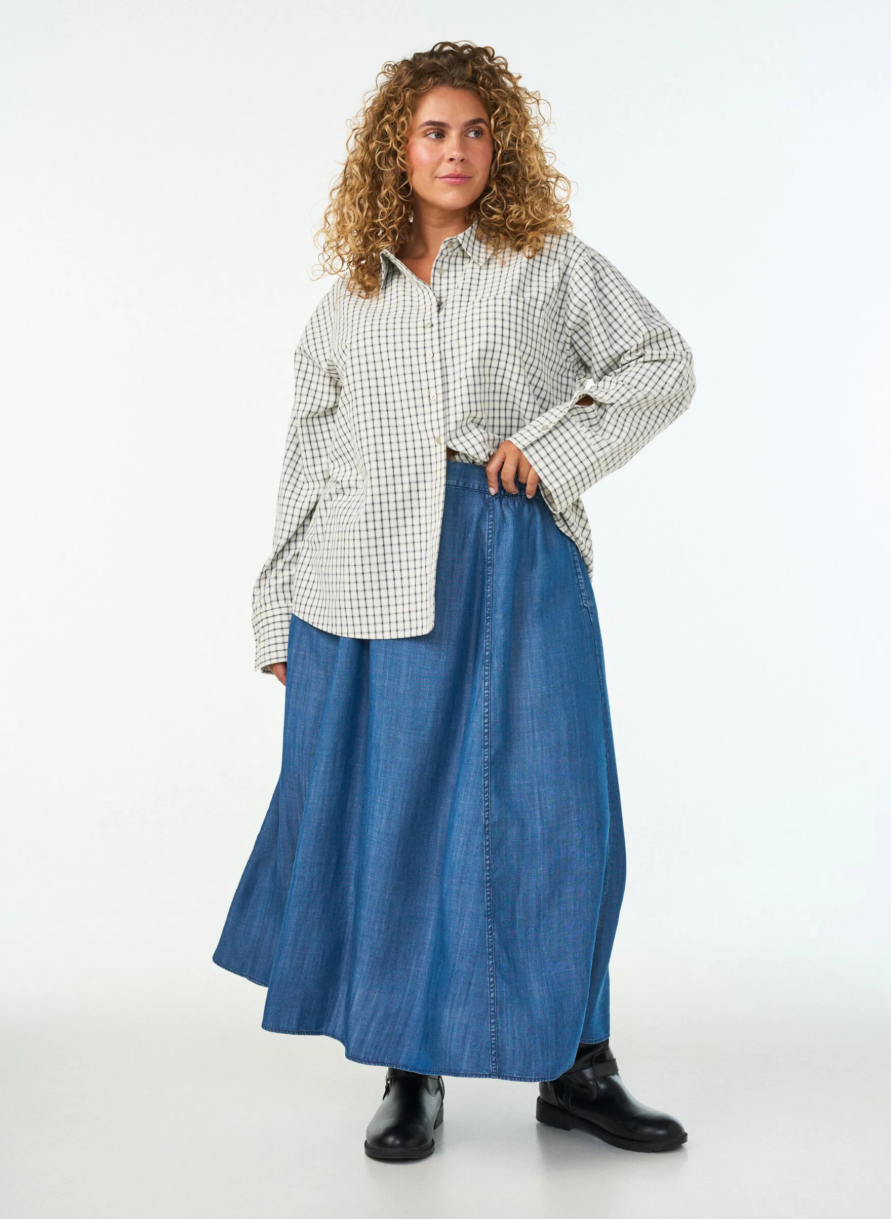 Maxirock aus Lyocell im Denim-Look