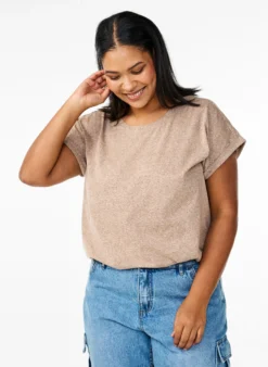 Melange T-Shirt mit kurzen Ärmeln
