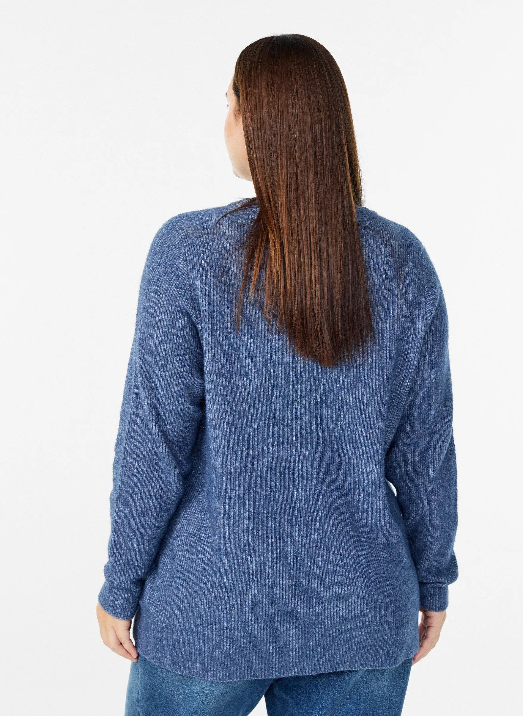 Melierte Strickbluse mit Rundhalsausschnitt