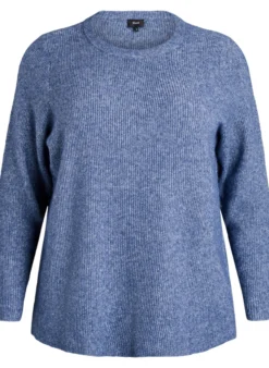 Melierte Strickbluse mit Rundhalsausschnitt
