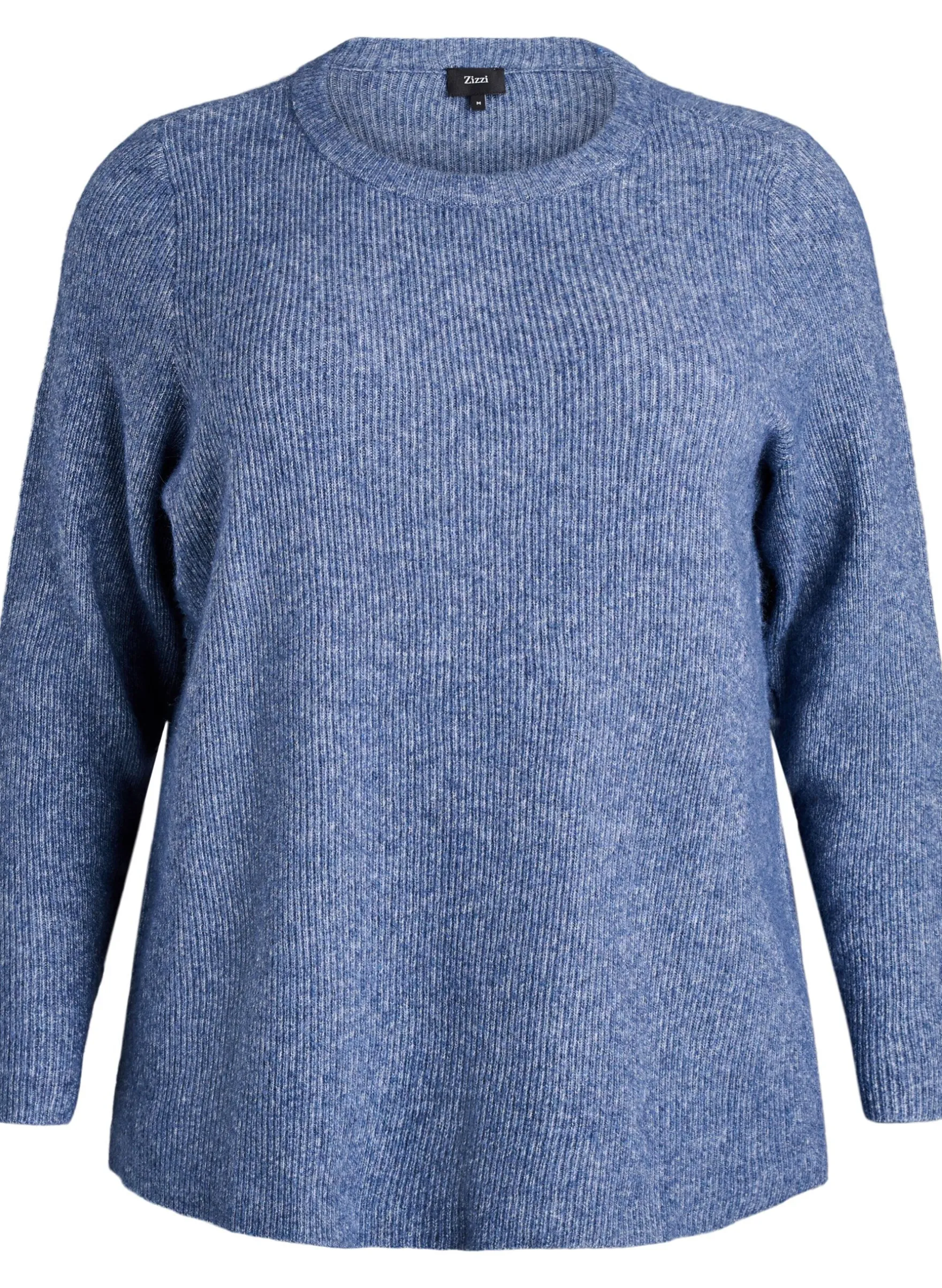 Melierte Strickbluse mit Rundhalsausschnitt