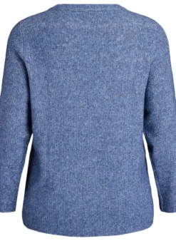 Melierte Strickbluse mit Rundhalsausschnitt