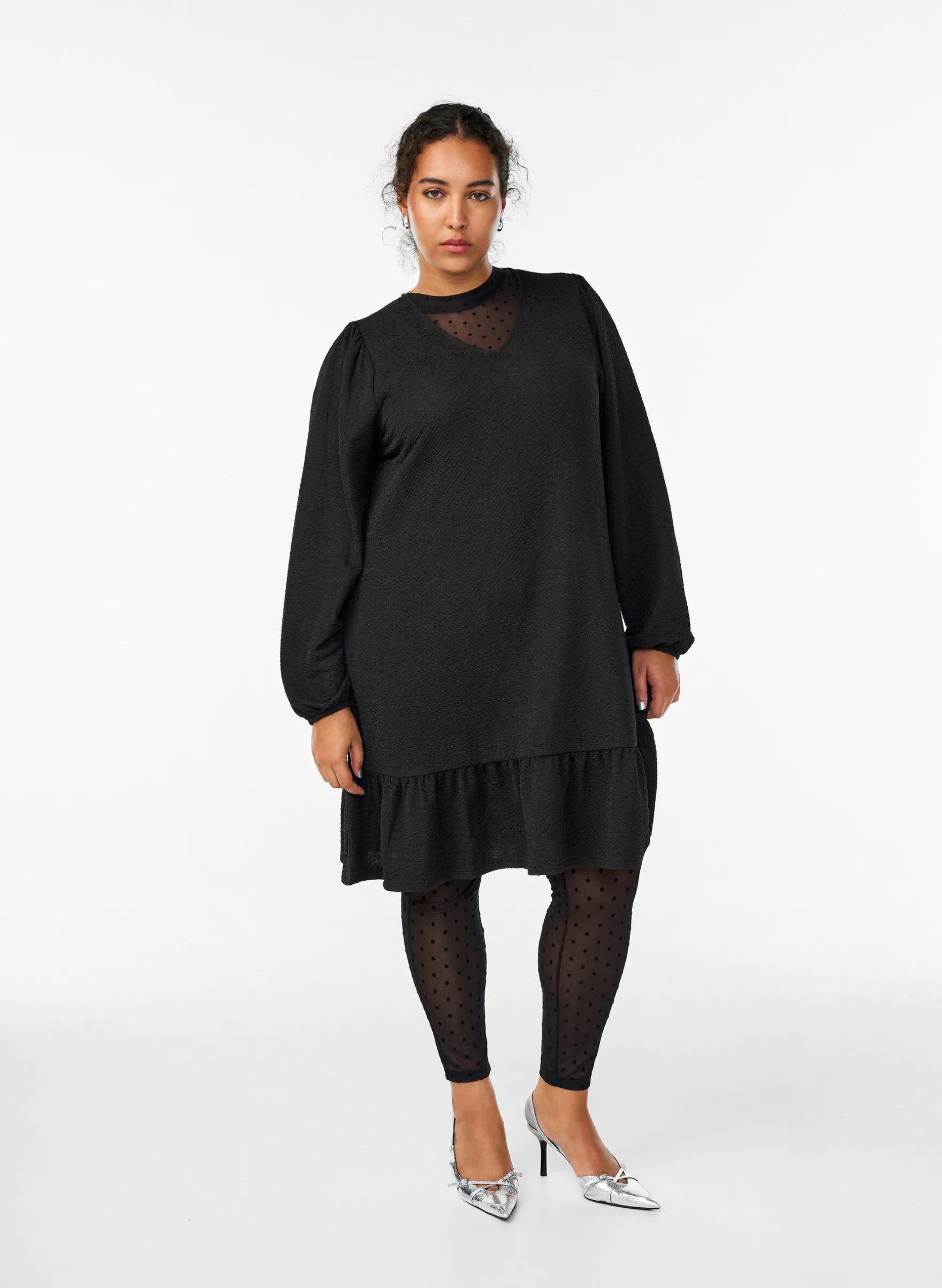 Mesh-Leggings mit Velourspunkten