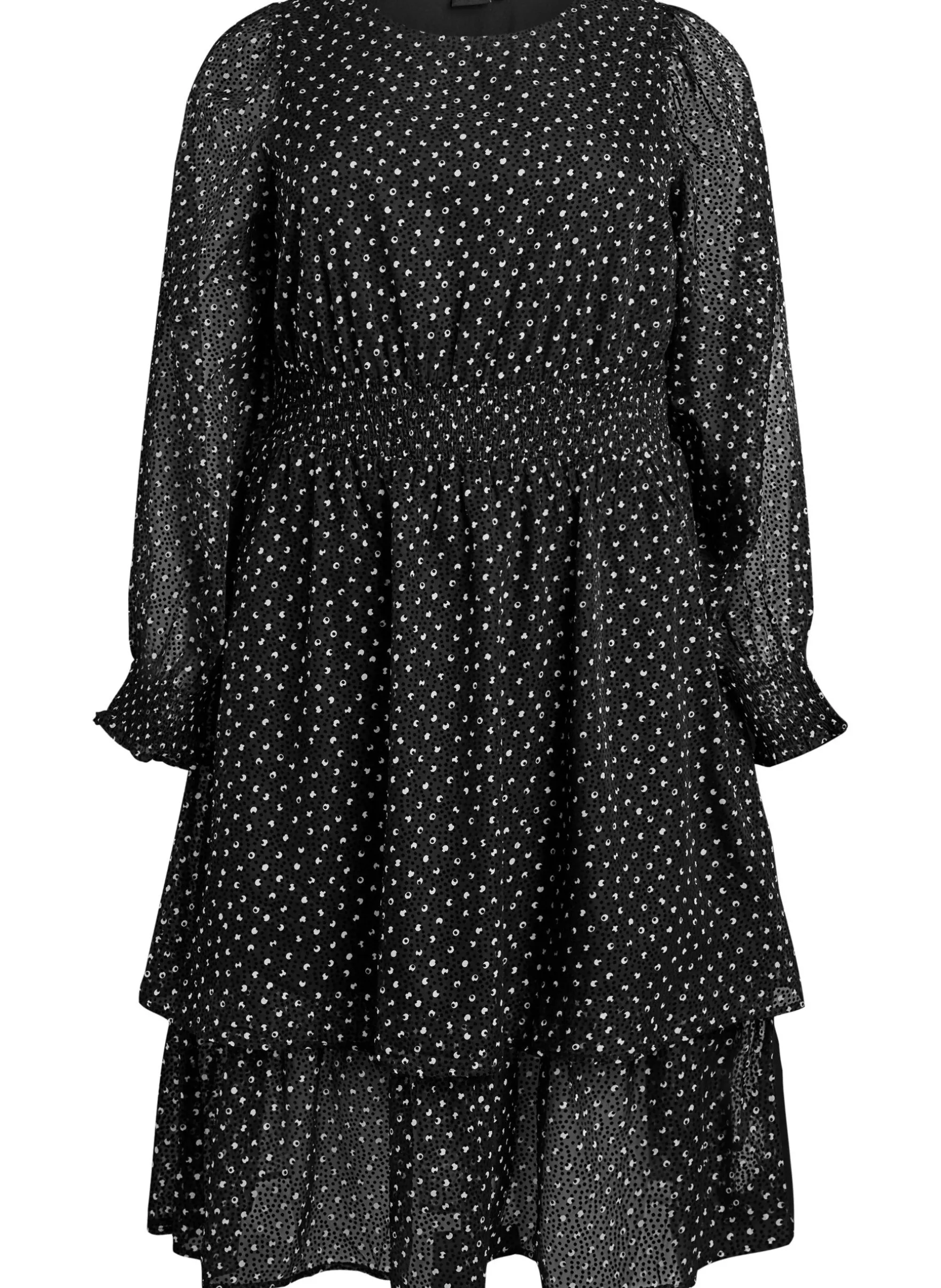 Midikleid aus Chiffon mit Punktmuster
