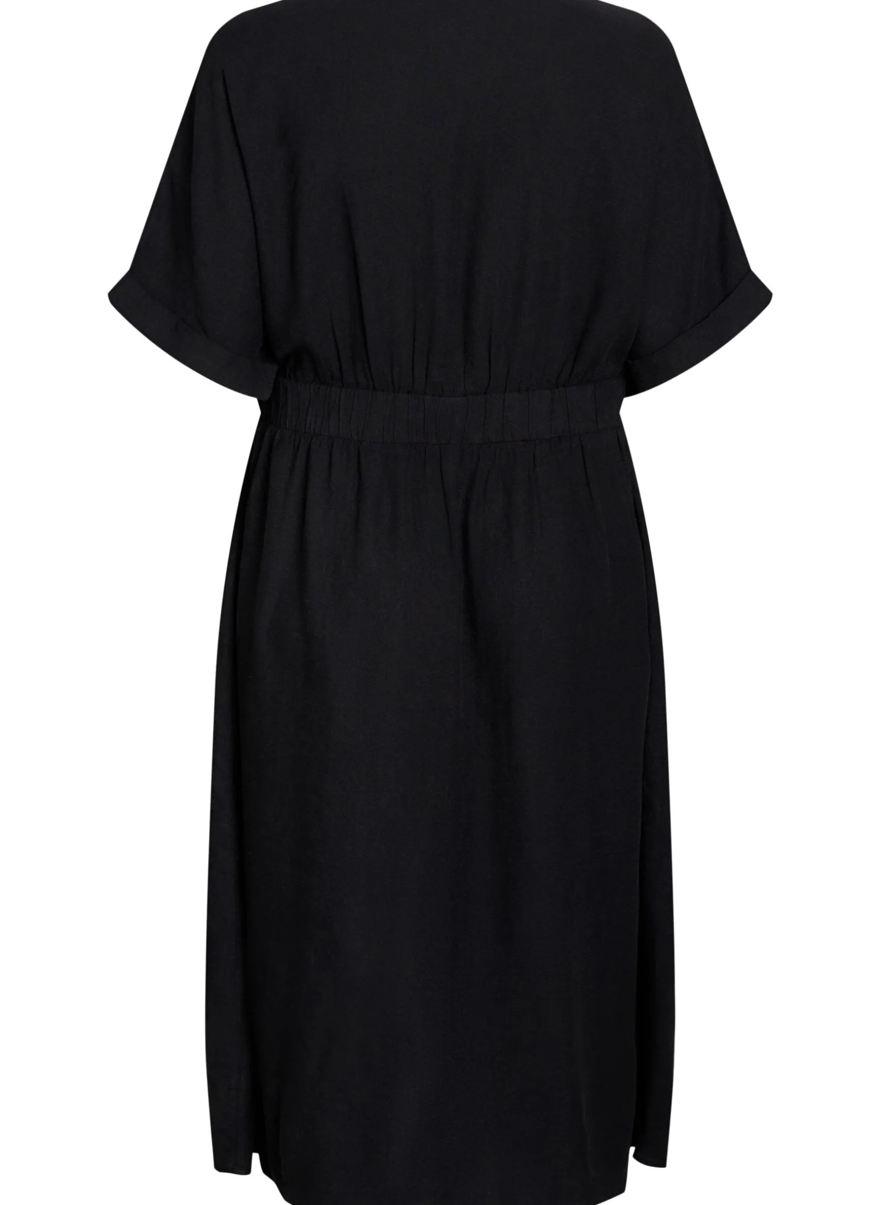 Midikleid aus Leinen und Viskose mit vorderen Schlitzen.