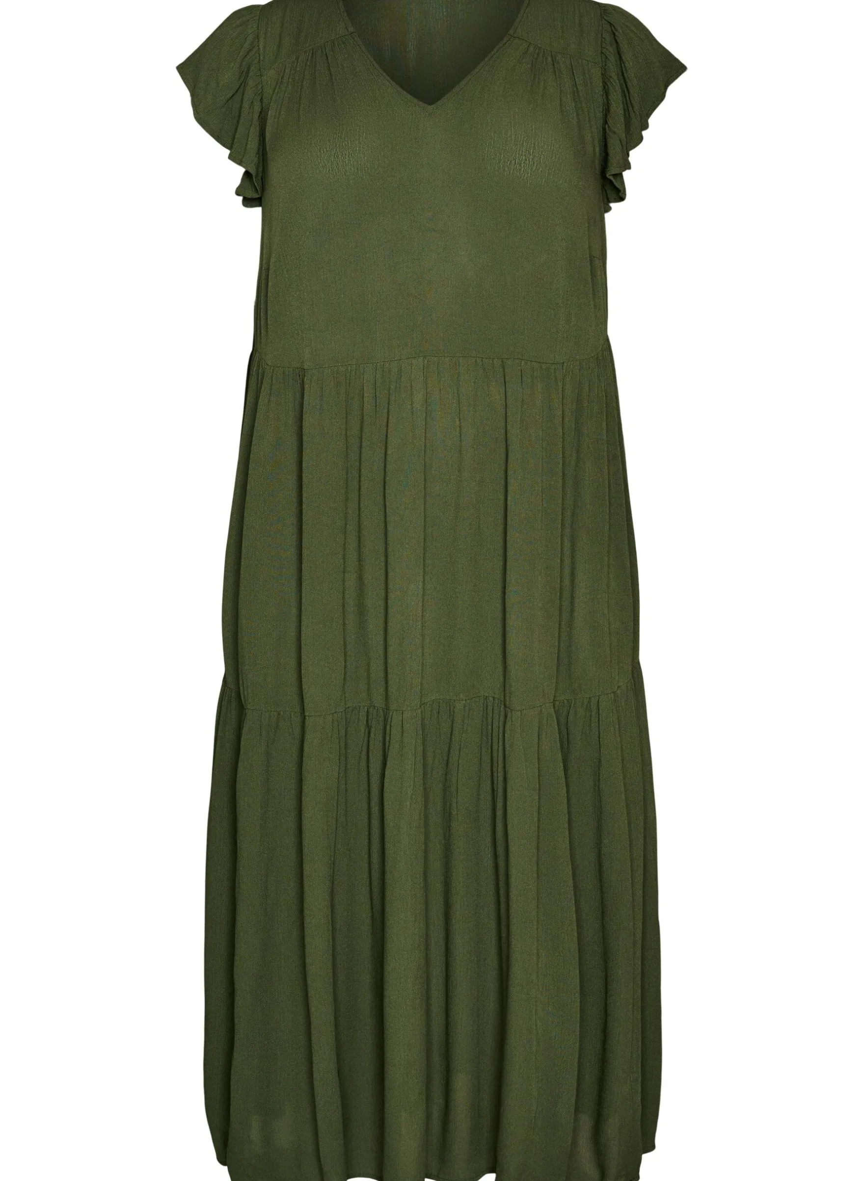 Midikleid aus Viskose mit Rüschenärmeln