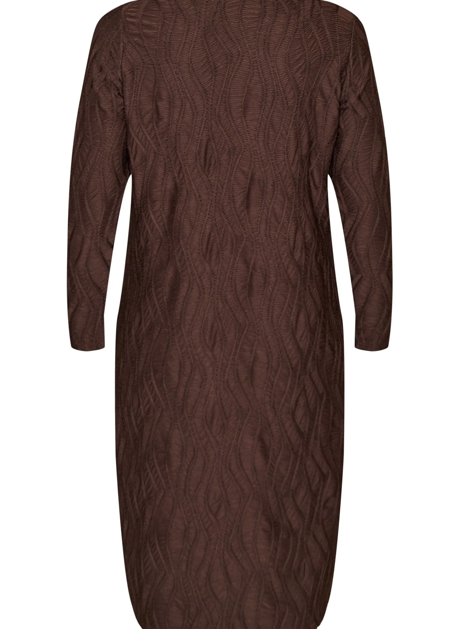 Midikleid mit gewellter Struktur und langen Ärmeln