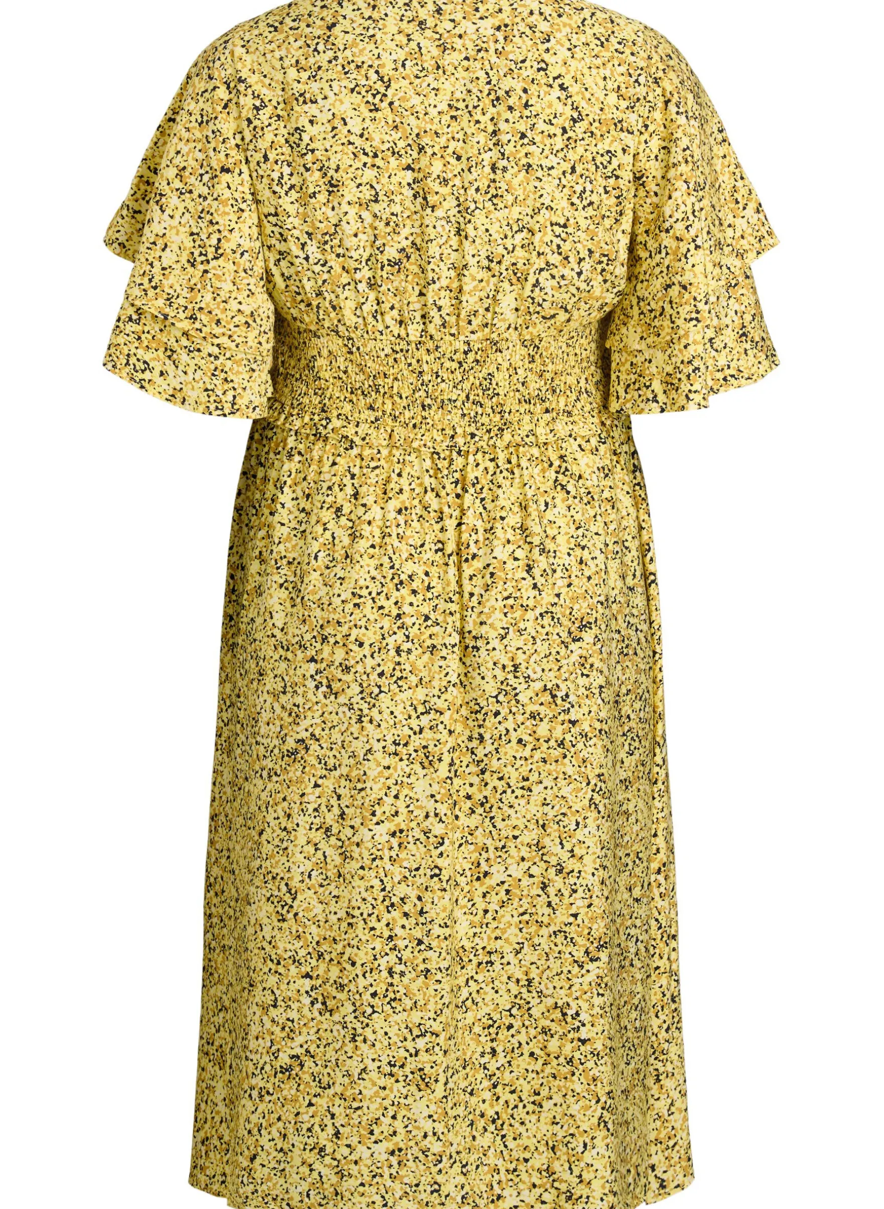 Midikleid mit Smock und Rüschenärmeln