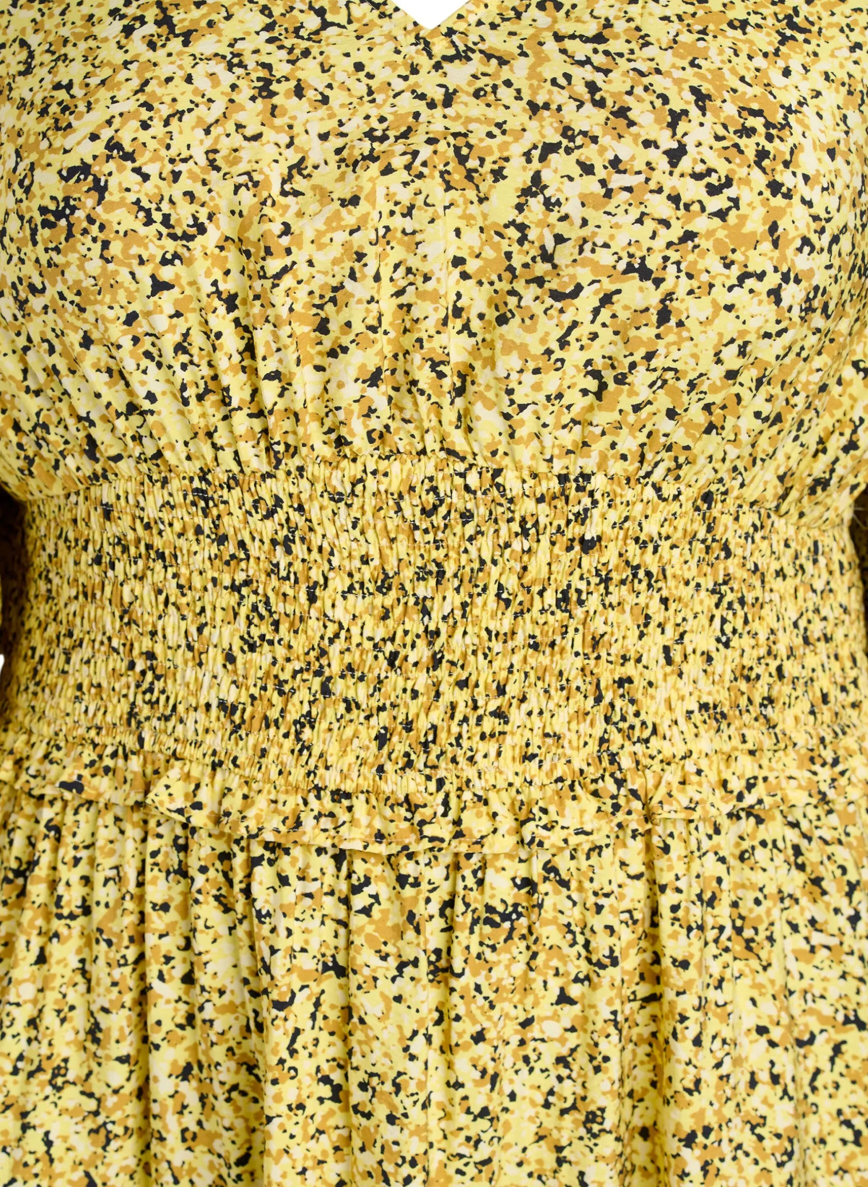 Midikleid mit Smock und Rüschenärmeln