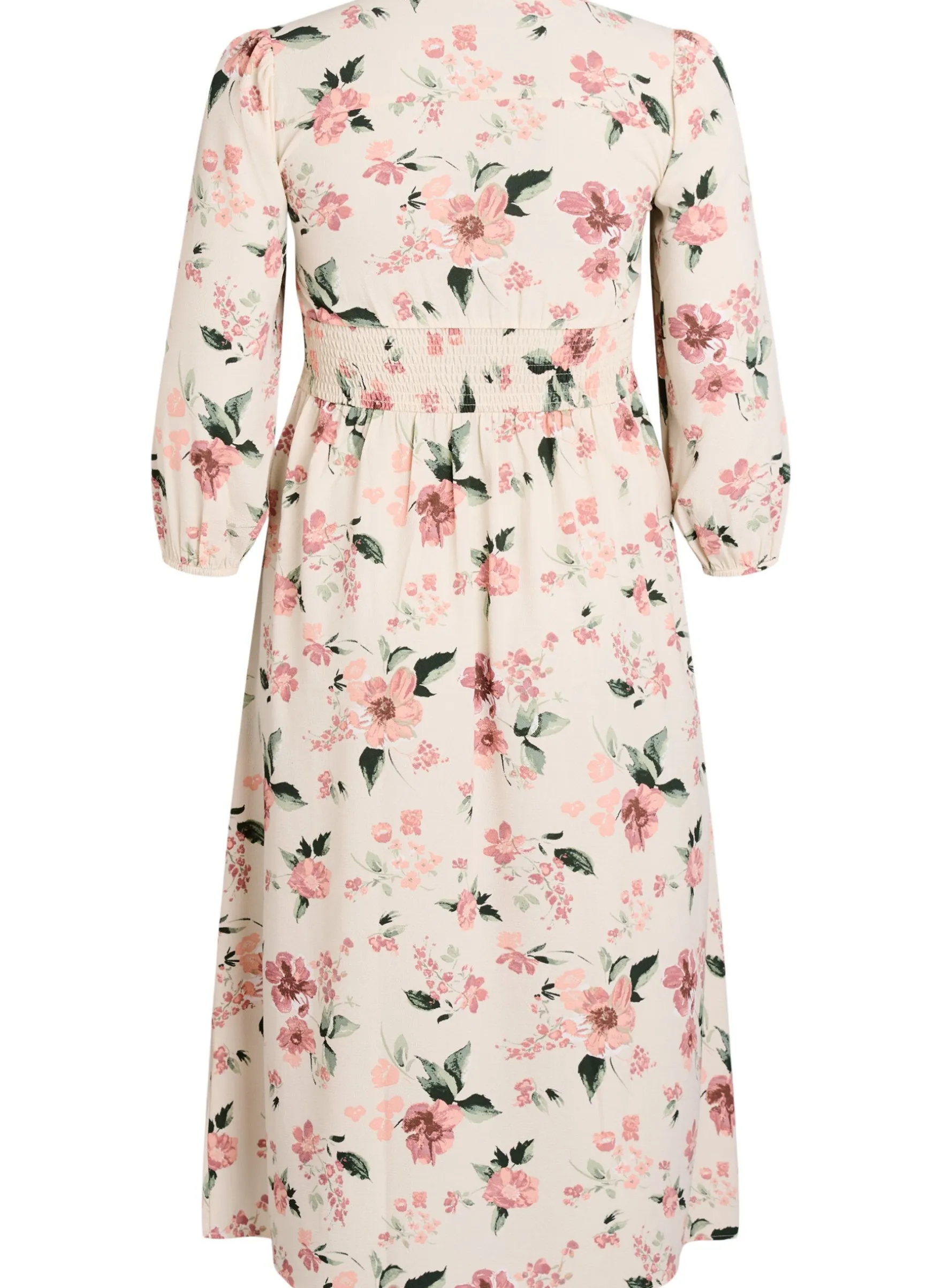 Midikleid mit Smock und Zierknöpfen