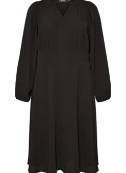 Midikleid mit Smock und Zierknöpfen