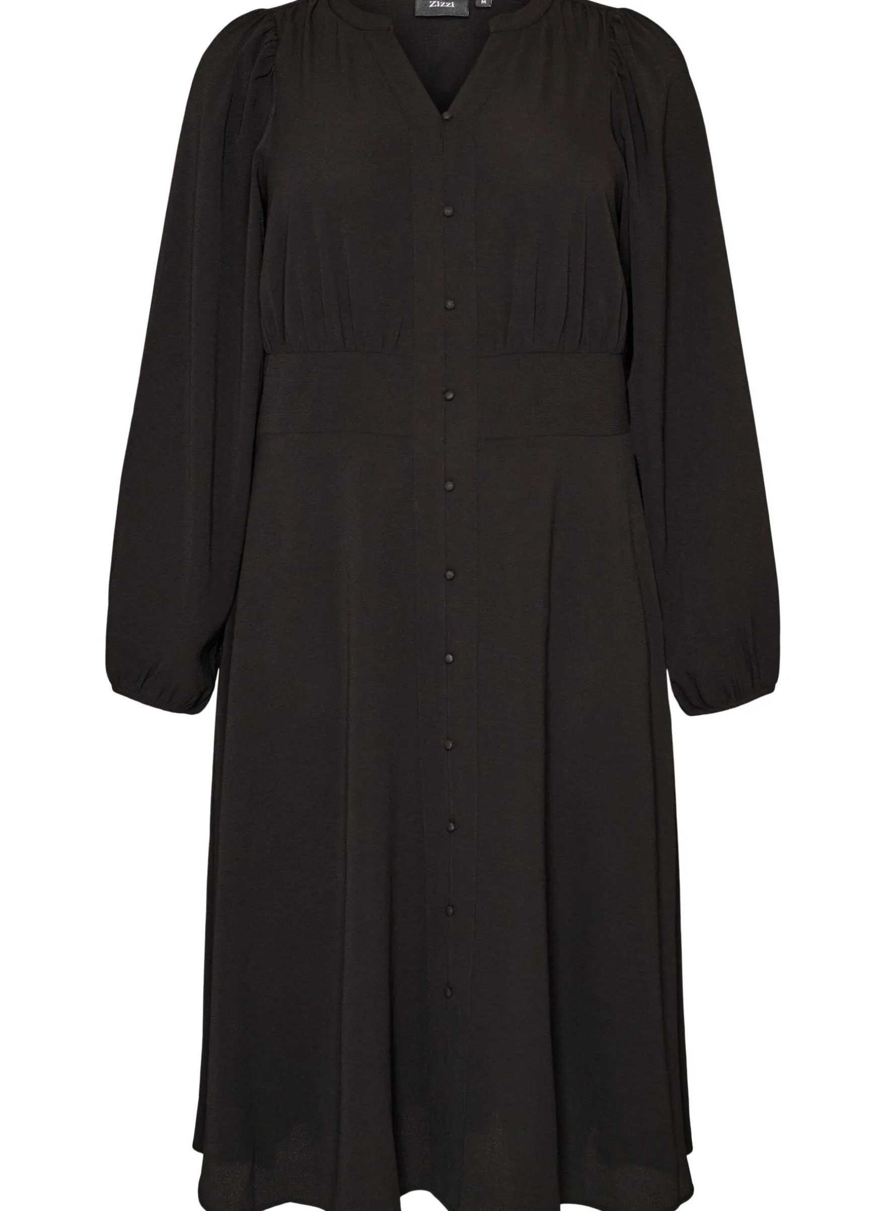 Midikleid mit Smock und Zierknöpfen