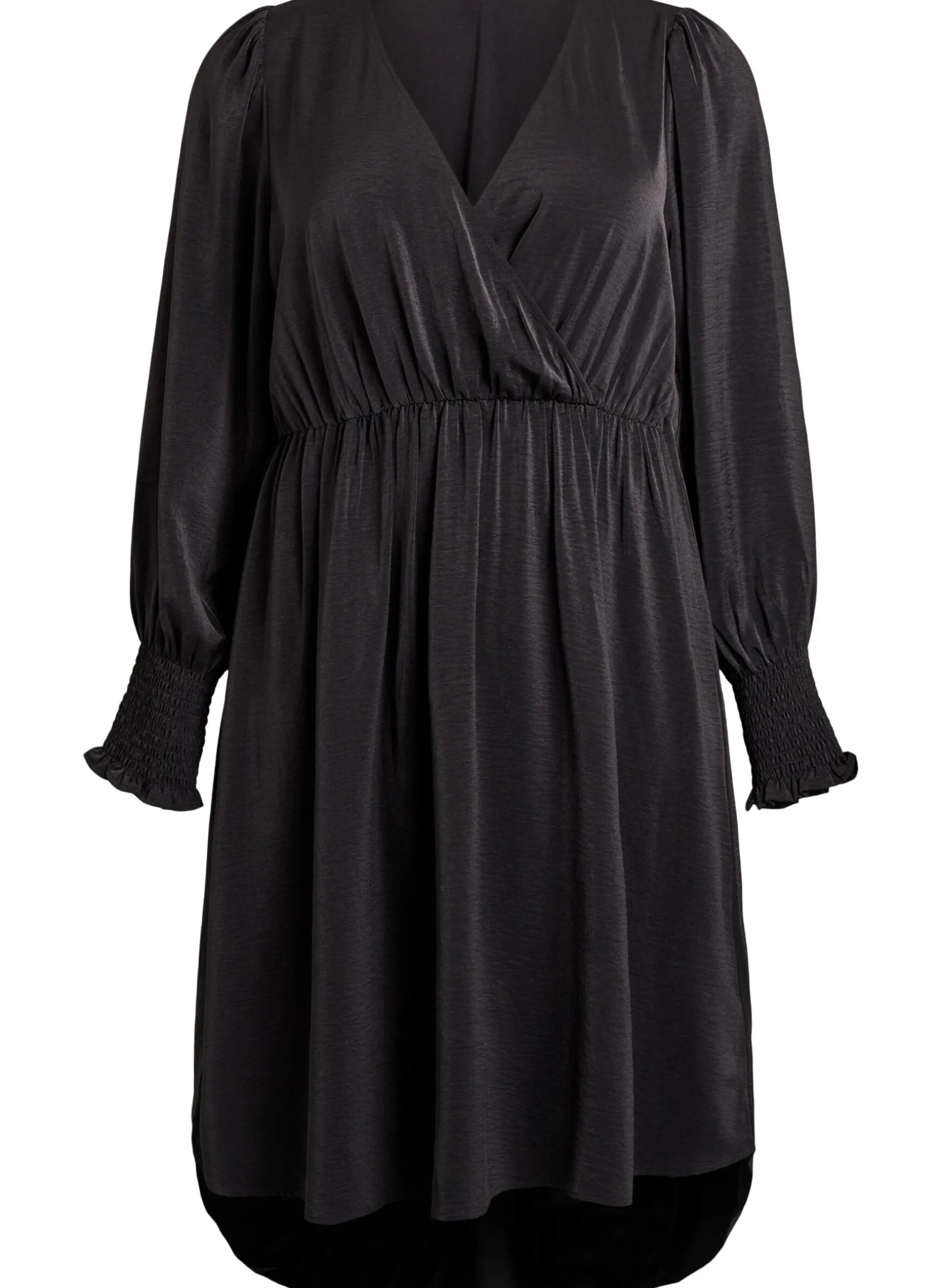 Midikleid mit Wickeloptik und Puffärmeln