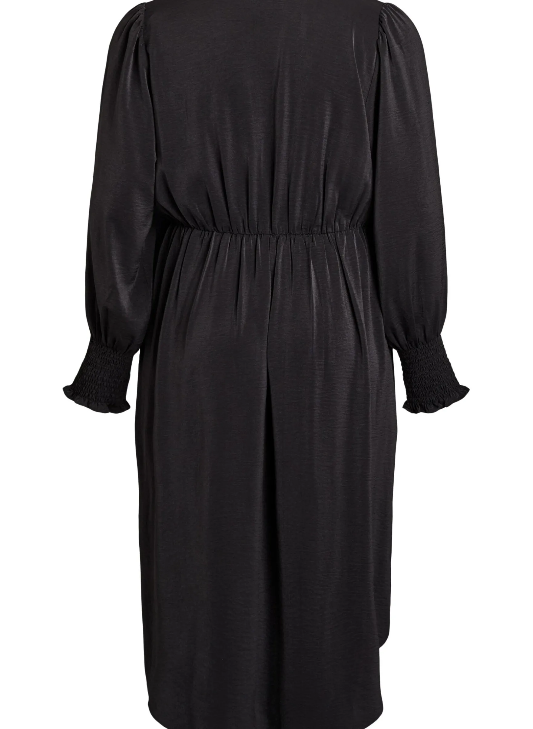 Midikleid mit Wickeloptik und Puffärmeln