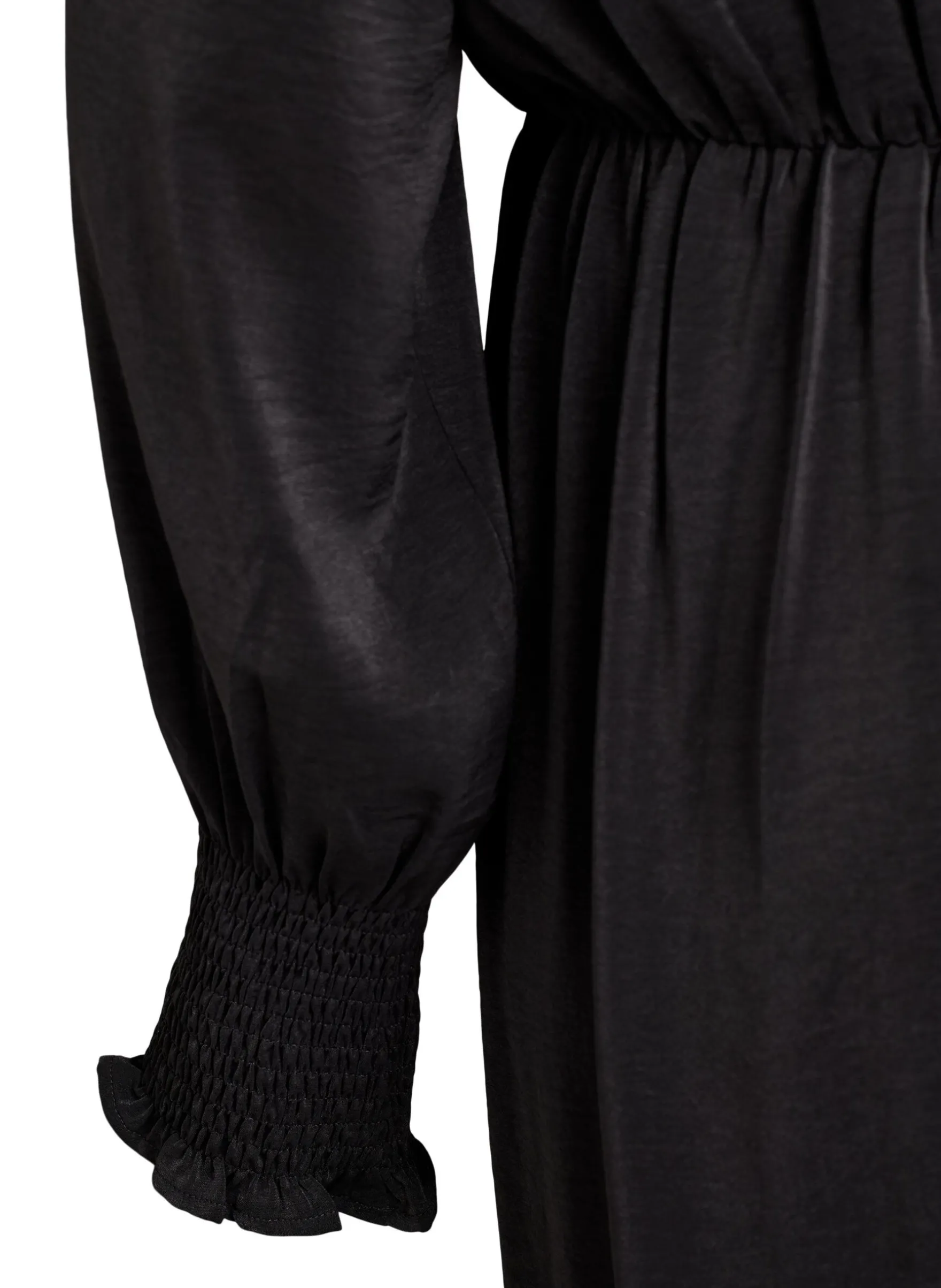 Midikleid mit Wickeloptik und Puffärmeln