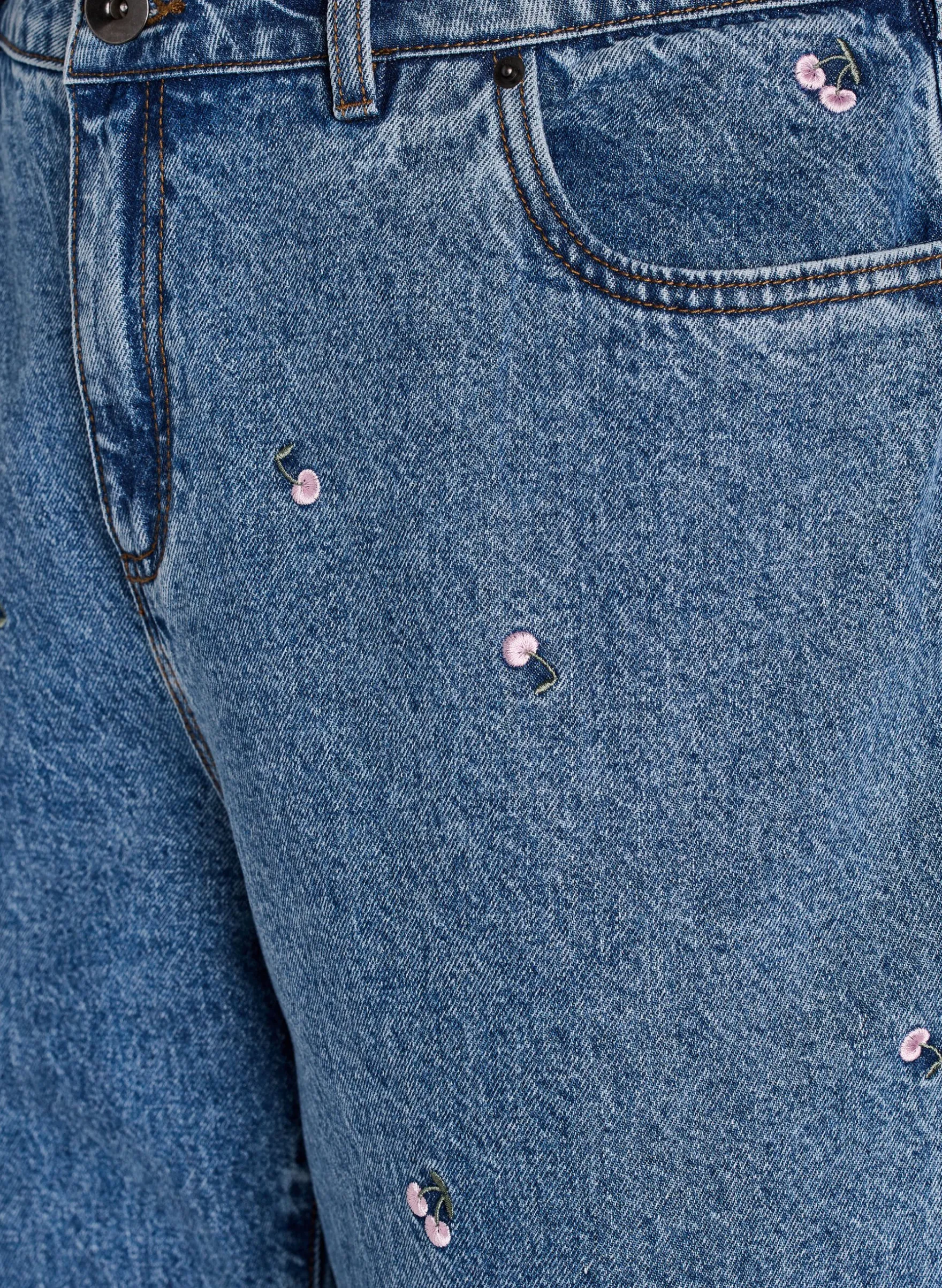 Mille Mom Fit Jeans mit Stickerei