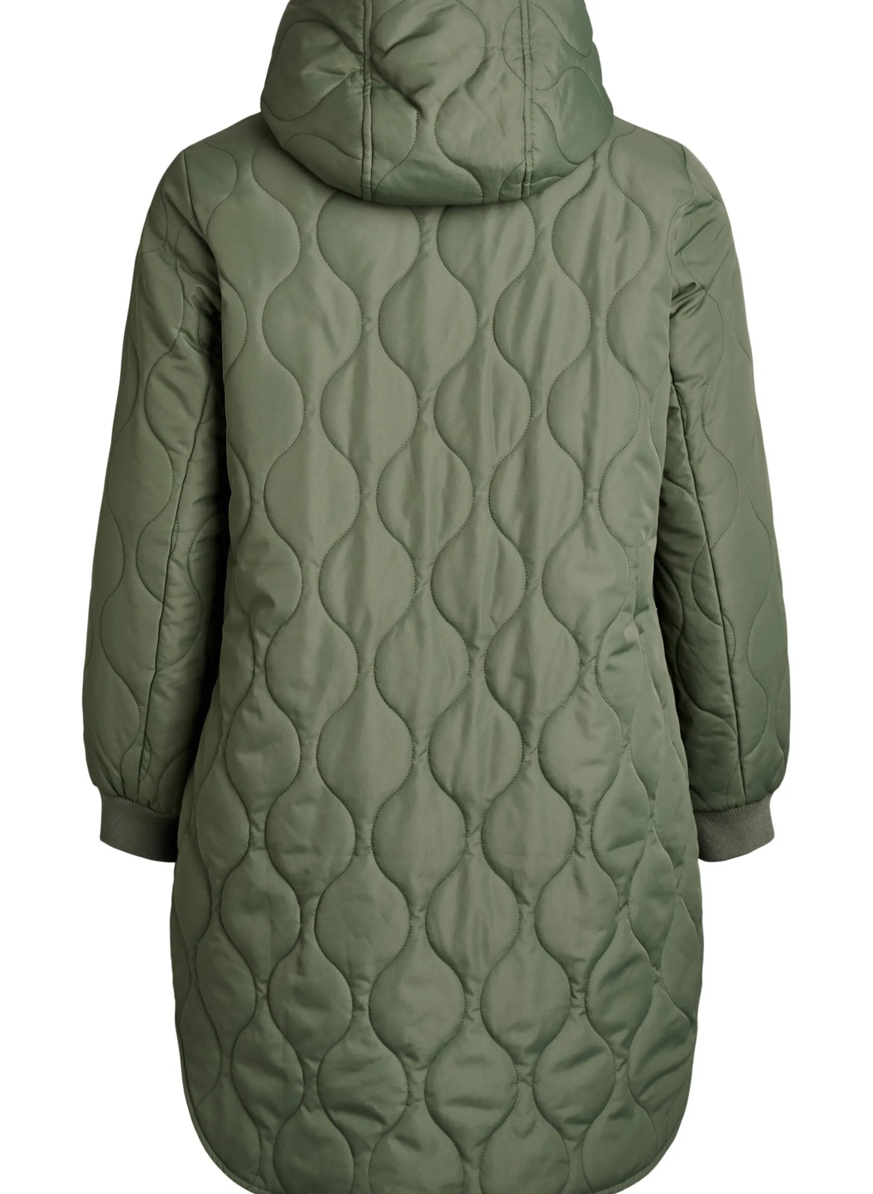 Mittellange Steppjacke mit Kapuze