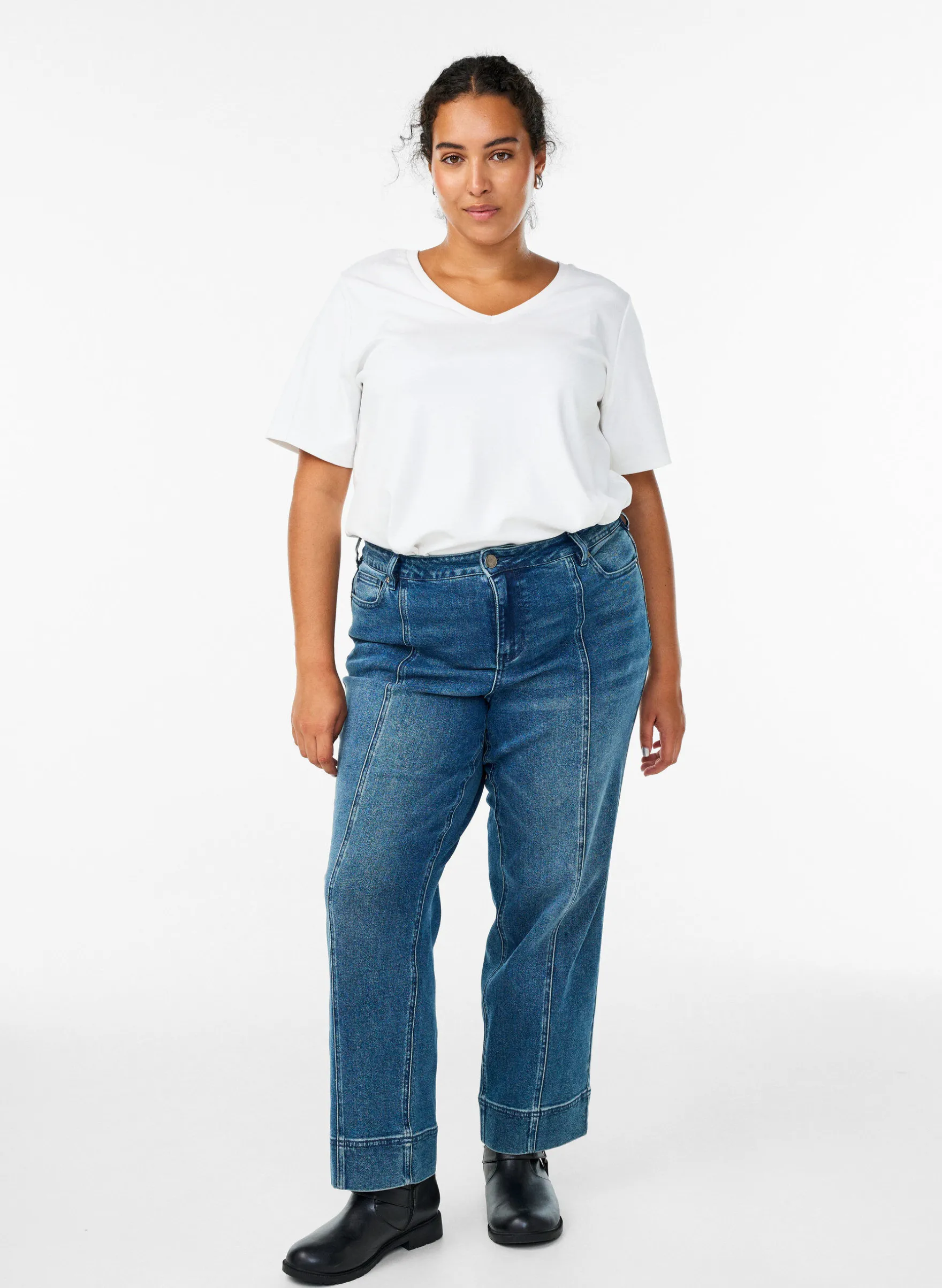Nadelstreifen-Kiana-Jeans mit markanten Nähten