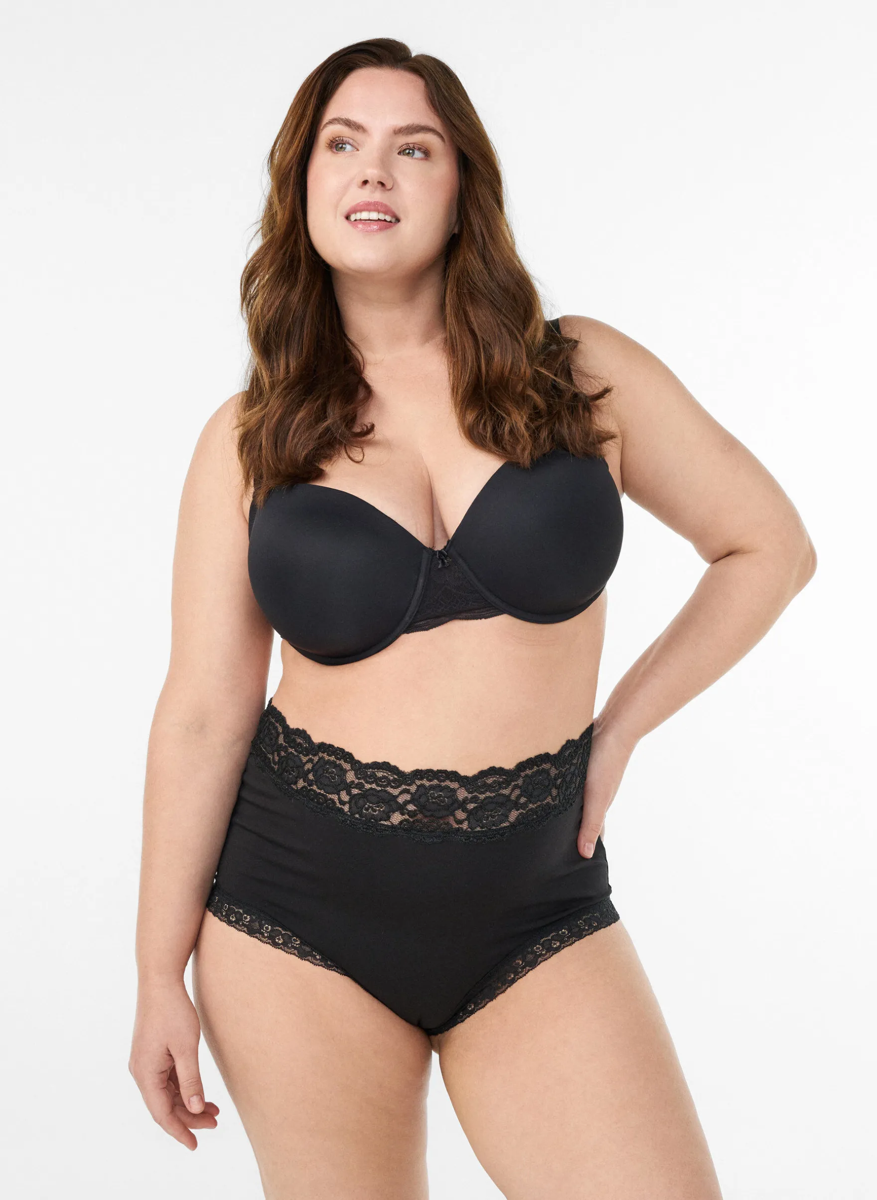2-pack Hipster mit Spitzenbesatz und einer hohen Taille