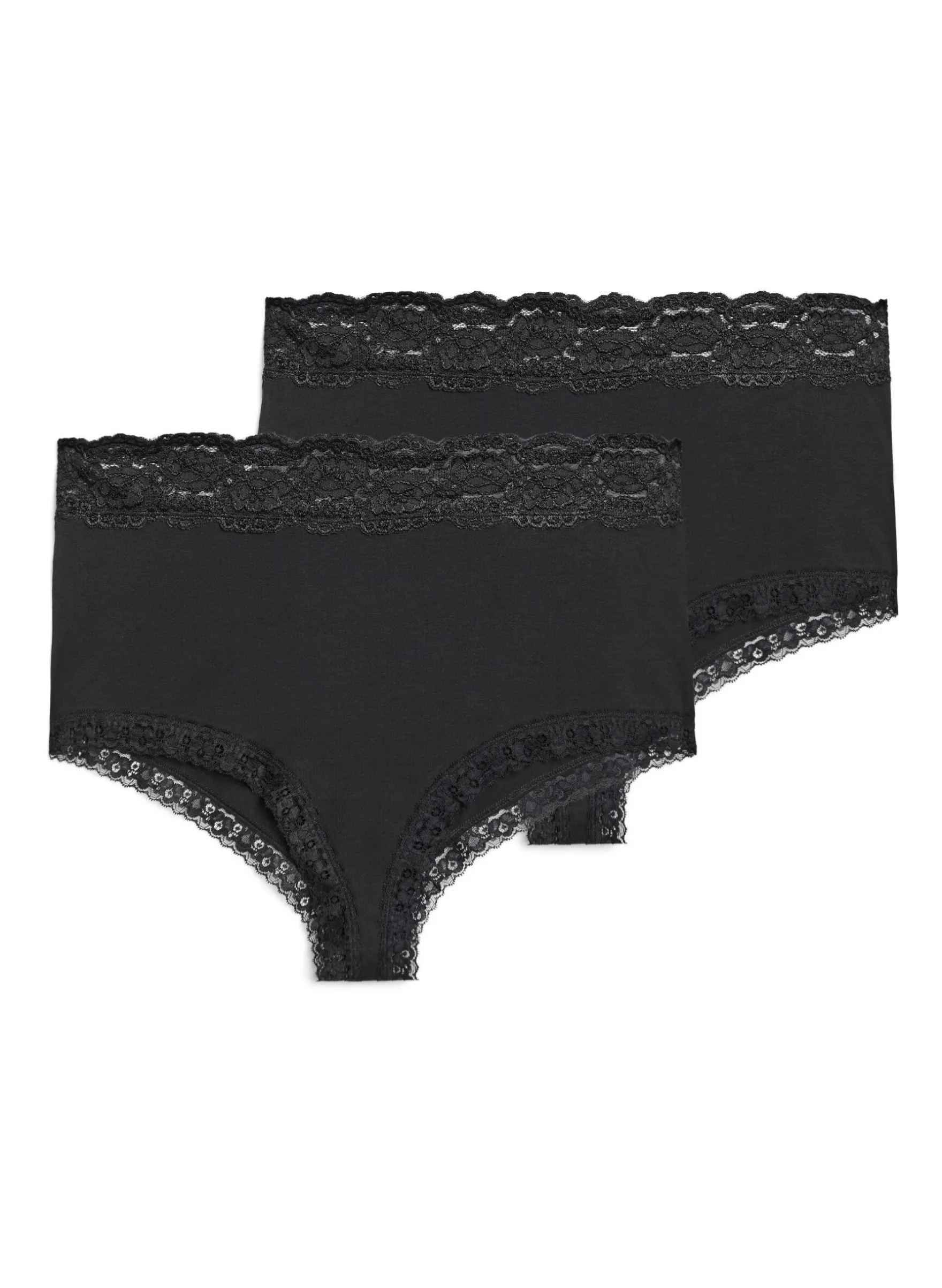 2-pack Hipster mit Spitzenbesatz und einer hohen Taille