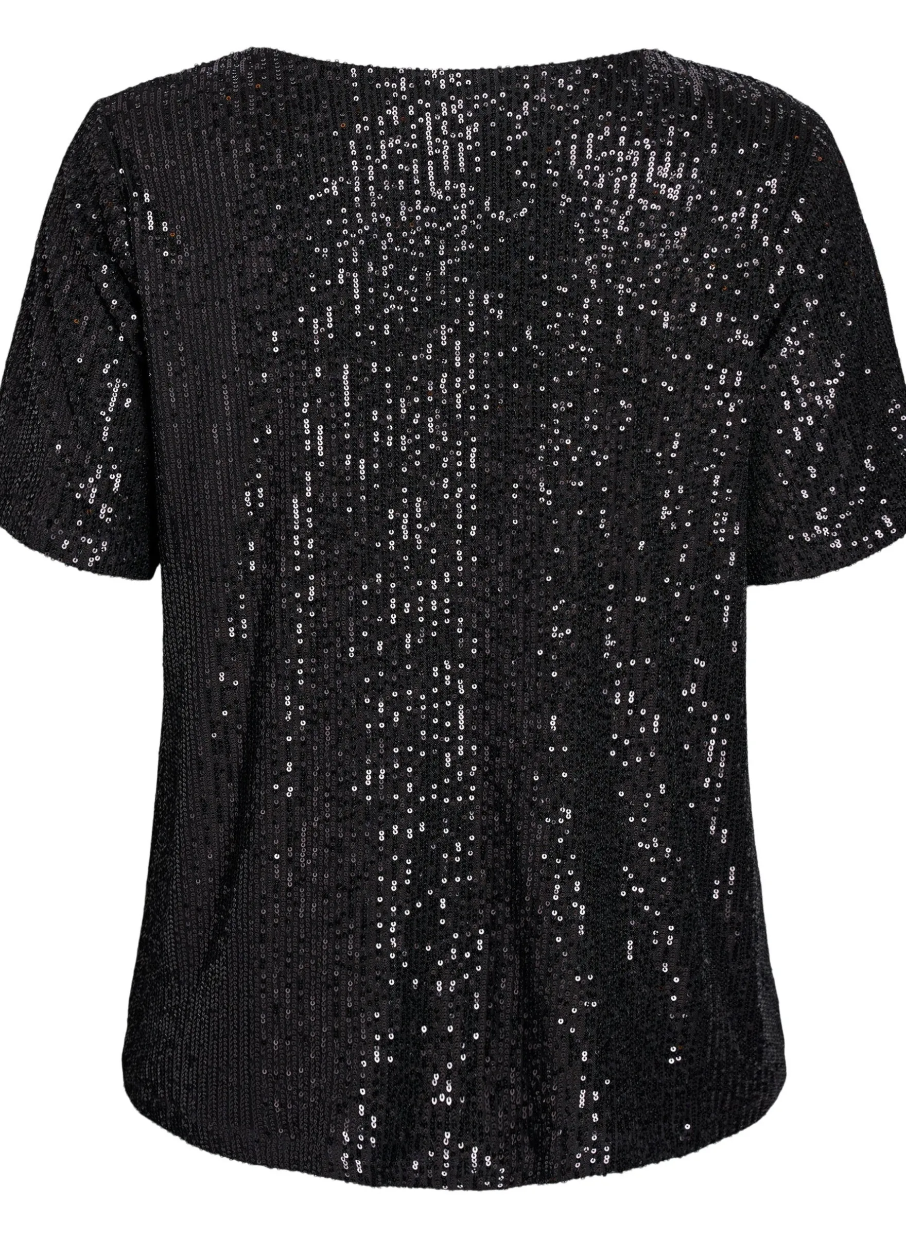 Paillettenbluse mit V-Ausschnitt und kurzen Ärmeln