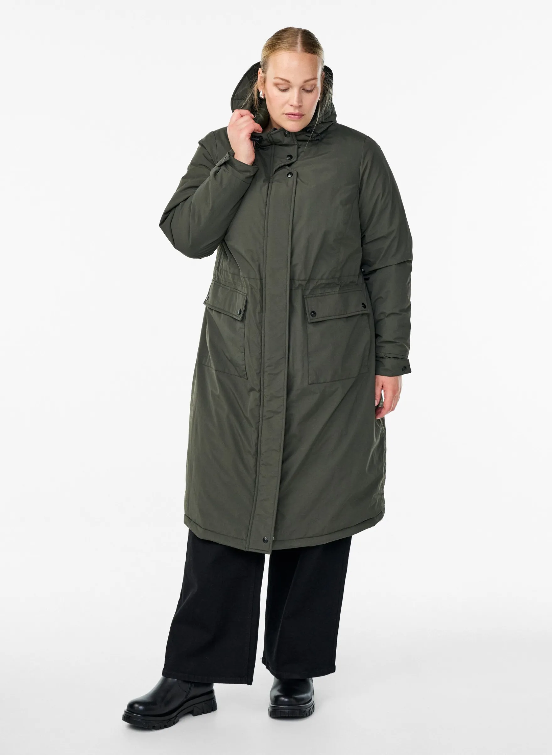 Parka mit Kapuze und verstellbarer Taille