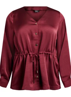 Partybluse in Satinoptik mit Knöpfen und verstellbarer Taille