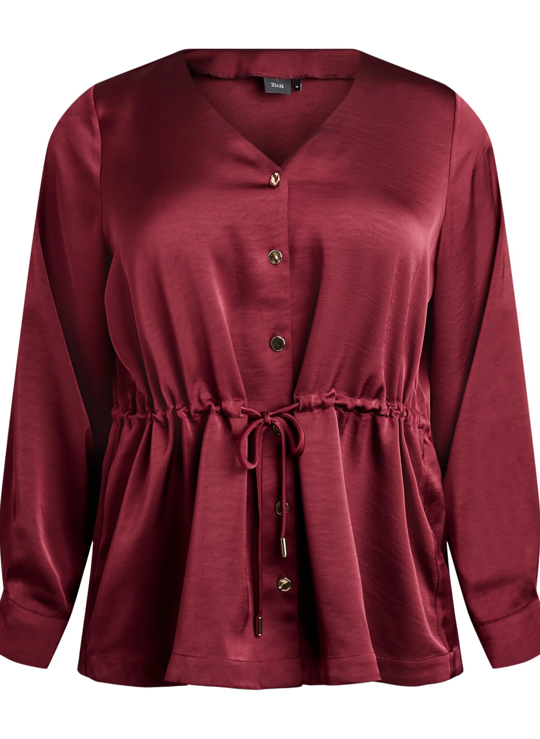Partybluse in Satinoptik mit Knöpfen und verstellbarer Taille