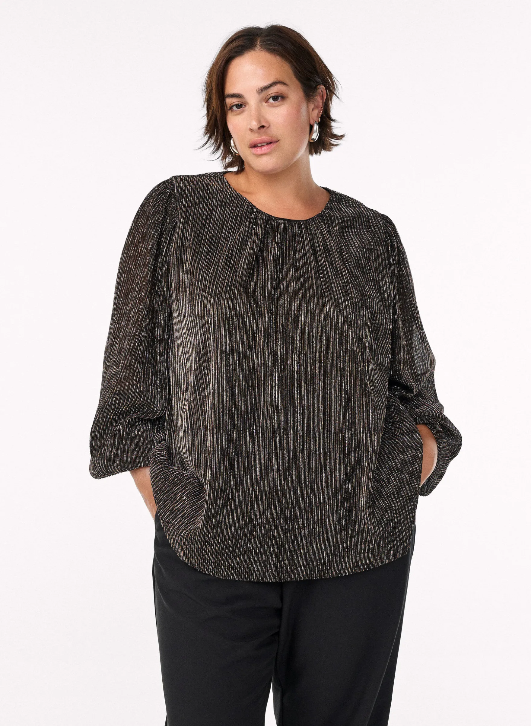 Partybluse mit Glitzerstreifen und langen Ärmeln
