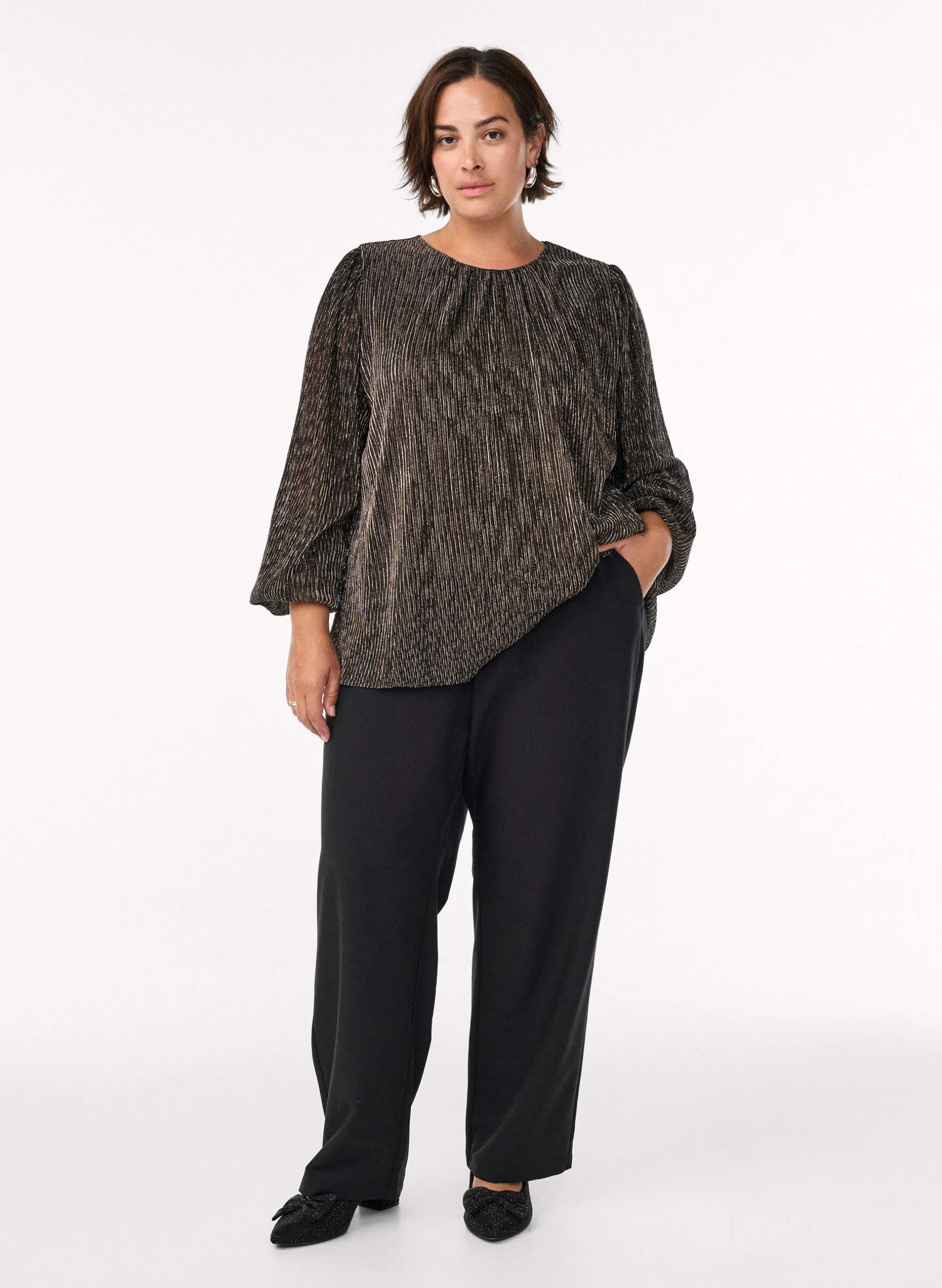 Partybluse mit Glitzerstreifen und langen Ärmeln
