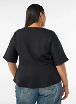 Peplum-Bluse mit ellenbogenlangen Ärmeln