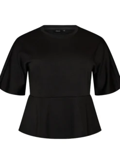 Peplum-Bluse mit ellenbogenlangen Ärmeln