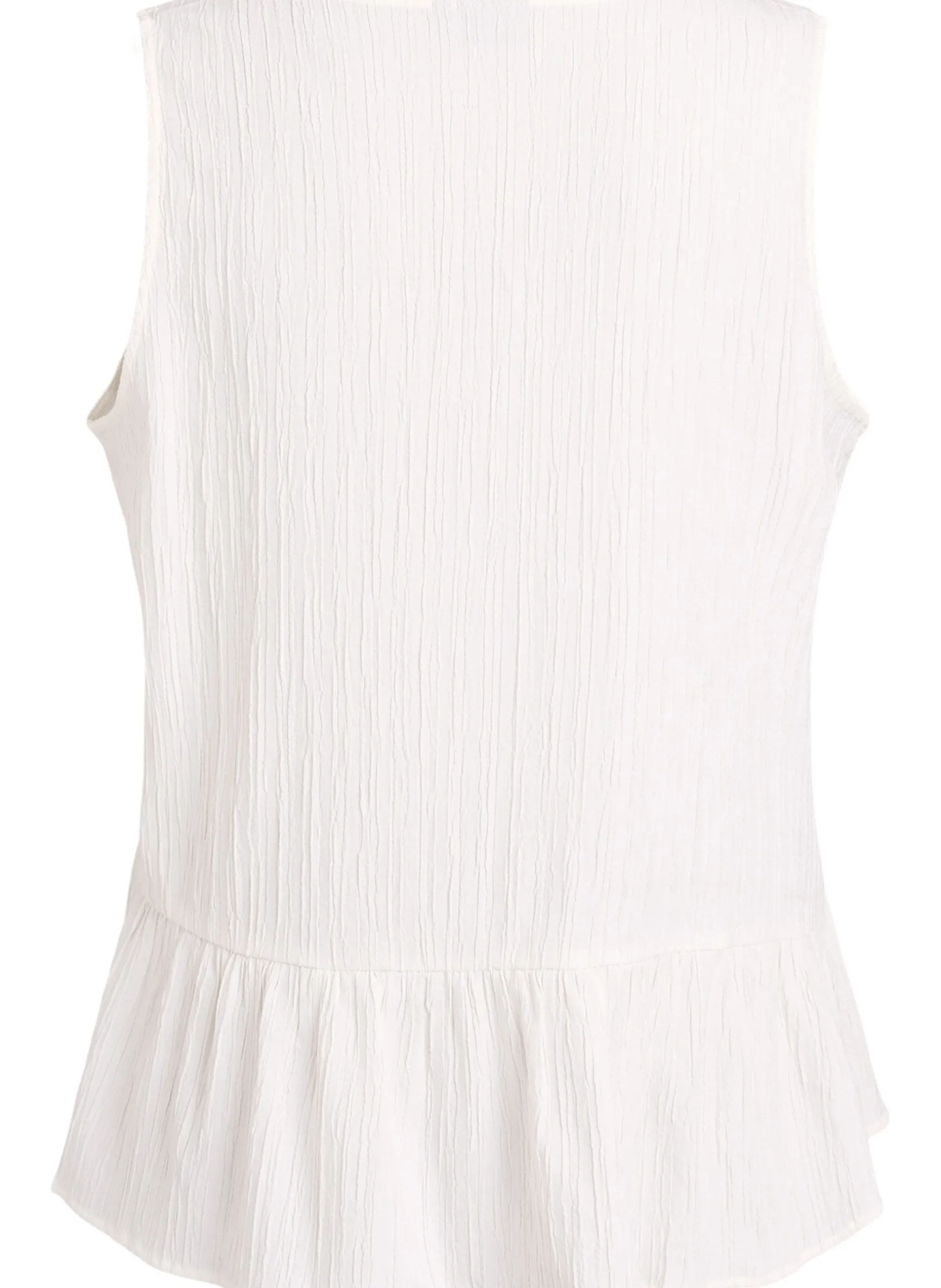 Ärmellose Bluse mit Struktur und Bindeband