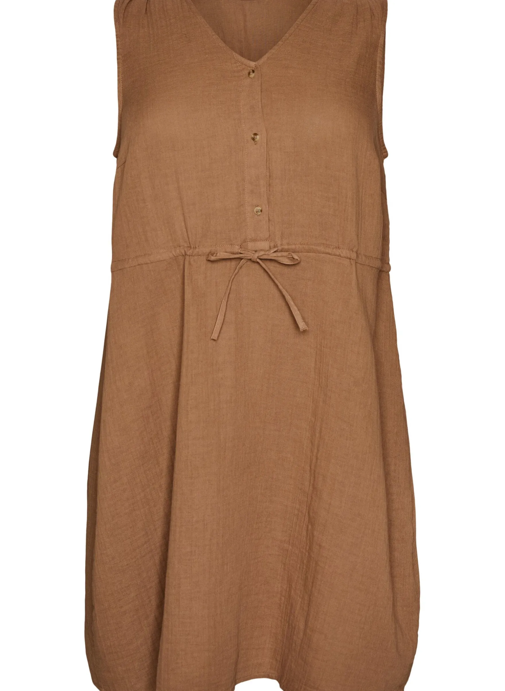 Ärmelloses Kleid aus Baumwoll-Musselin mit Bindeband