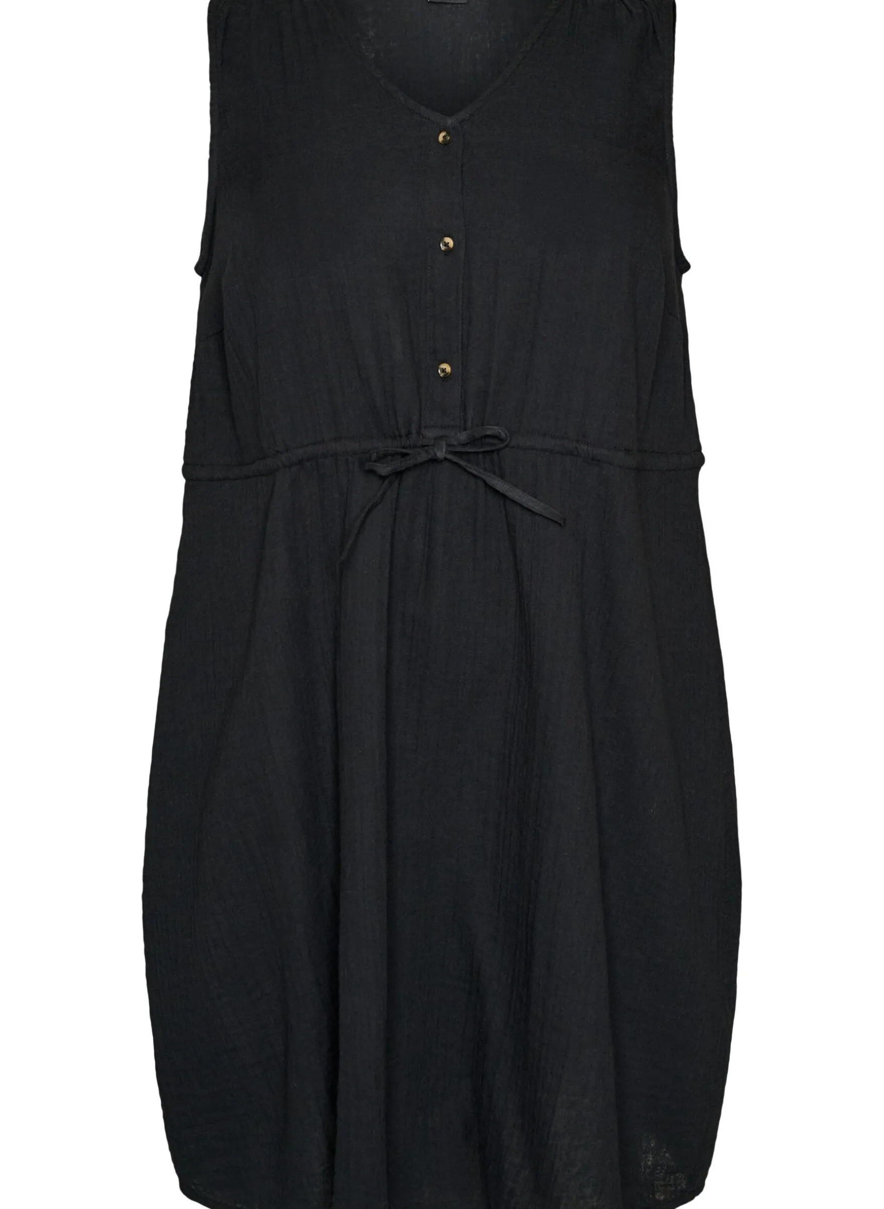 Ärmelloses Kleid aus Baumwoll-Musselin mit Bindeband