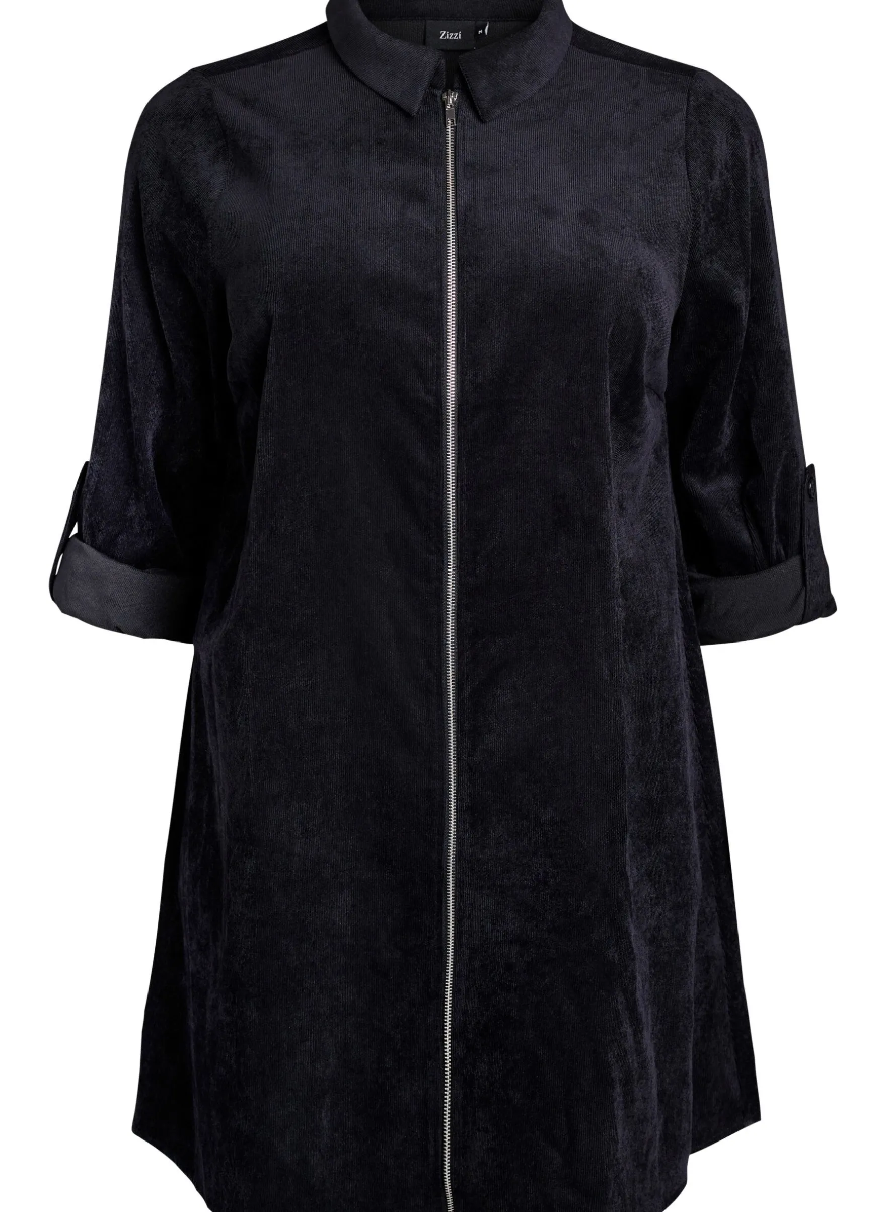 Samtkleid mit Reißverschluss und 3/4-Ärmeln