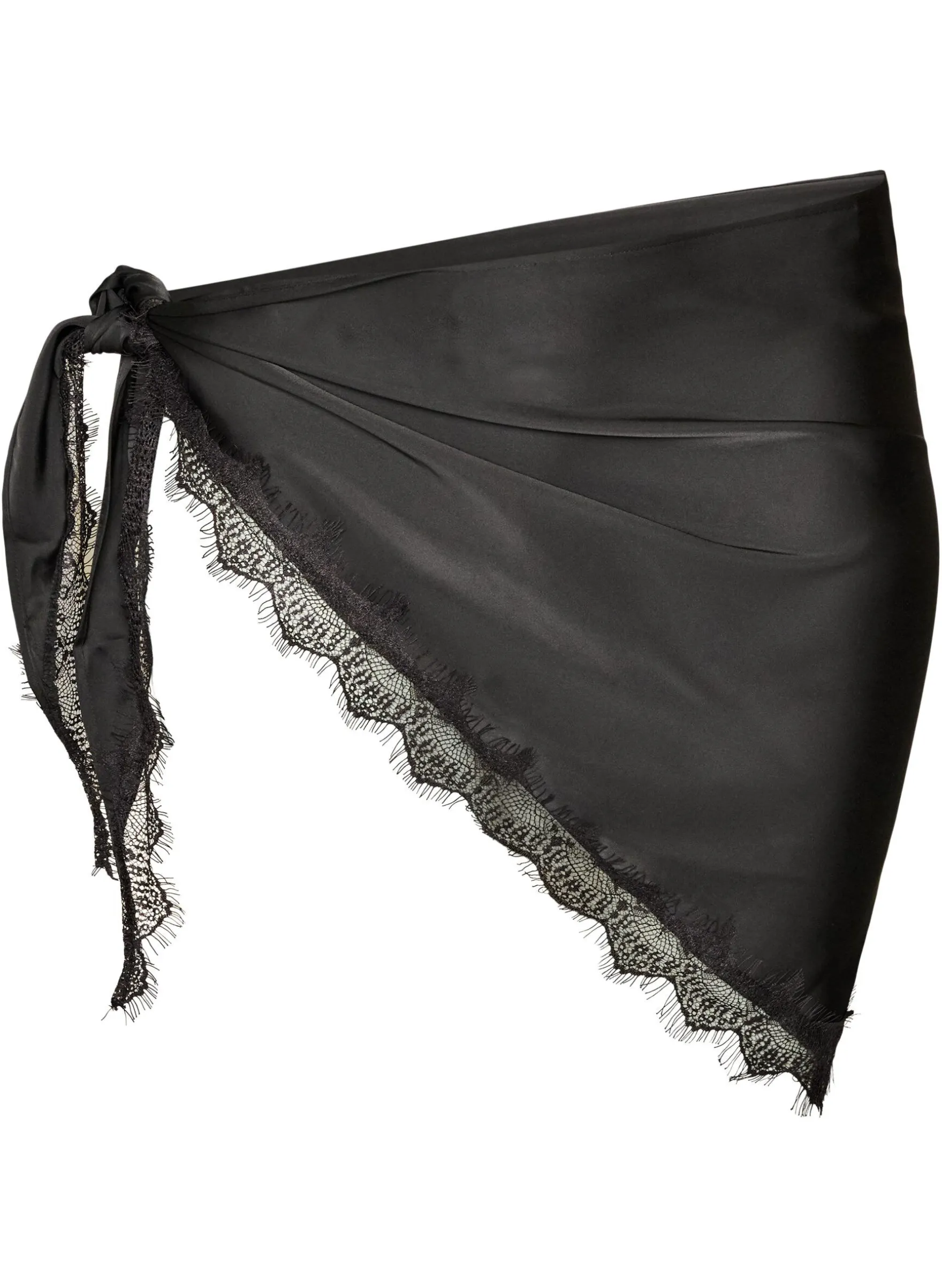 Schal aus Satin mit Spitzensaum