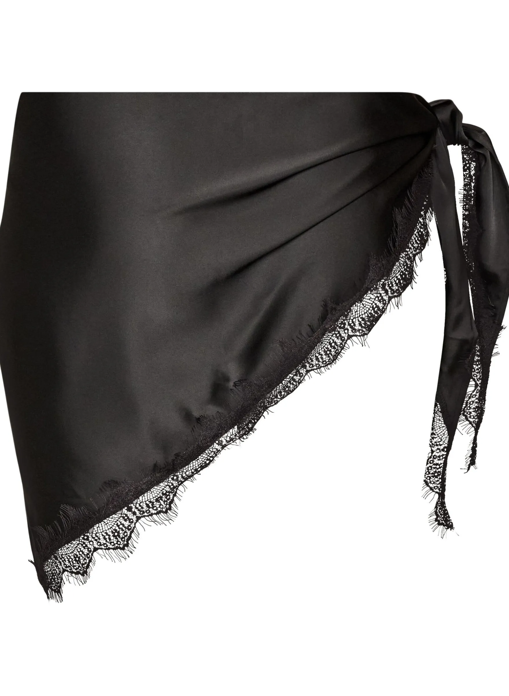 Schal aus Satin mit Spitzensaum