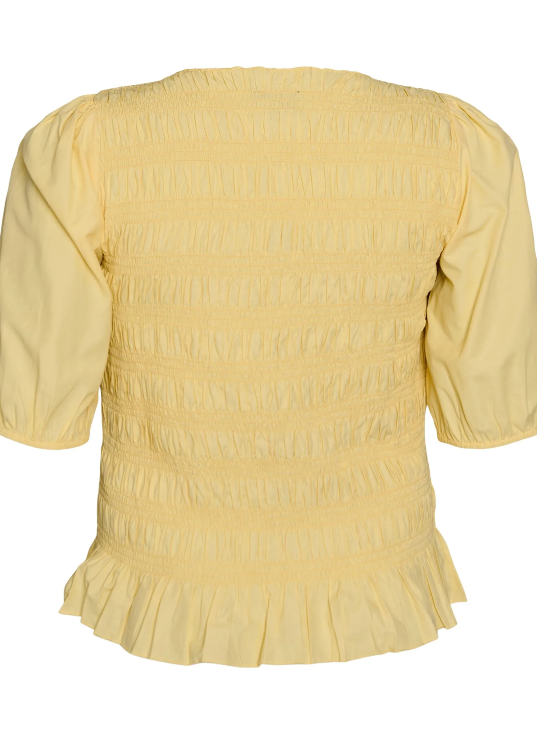 Smockbluse mit Rüschensaum und U-Boot-Ausschnitt