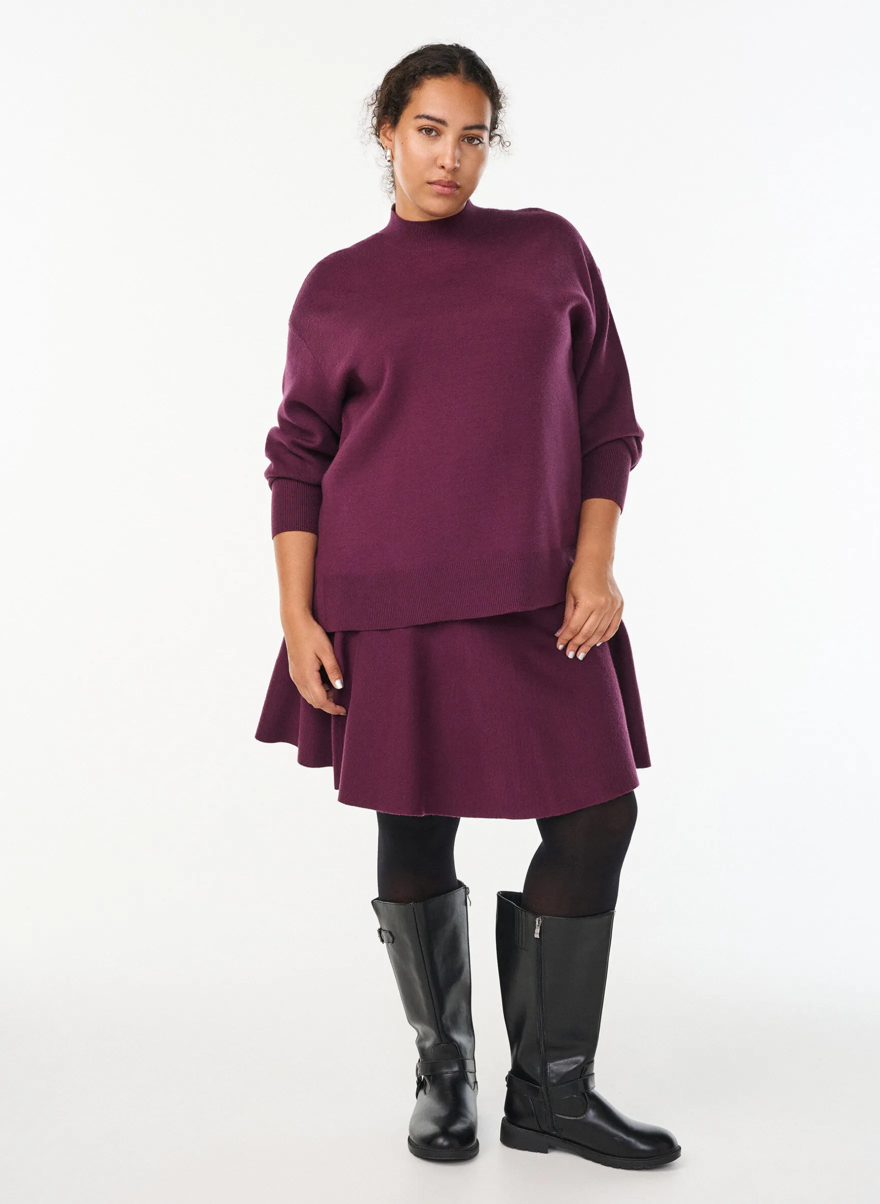 Strickbluse mit hohem Kragen