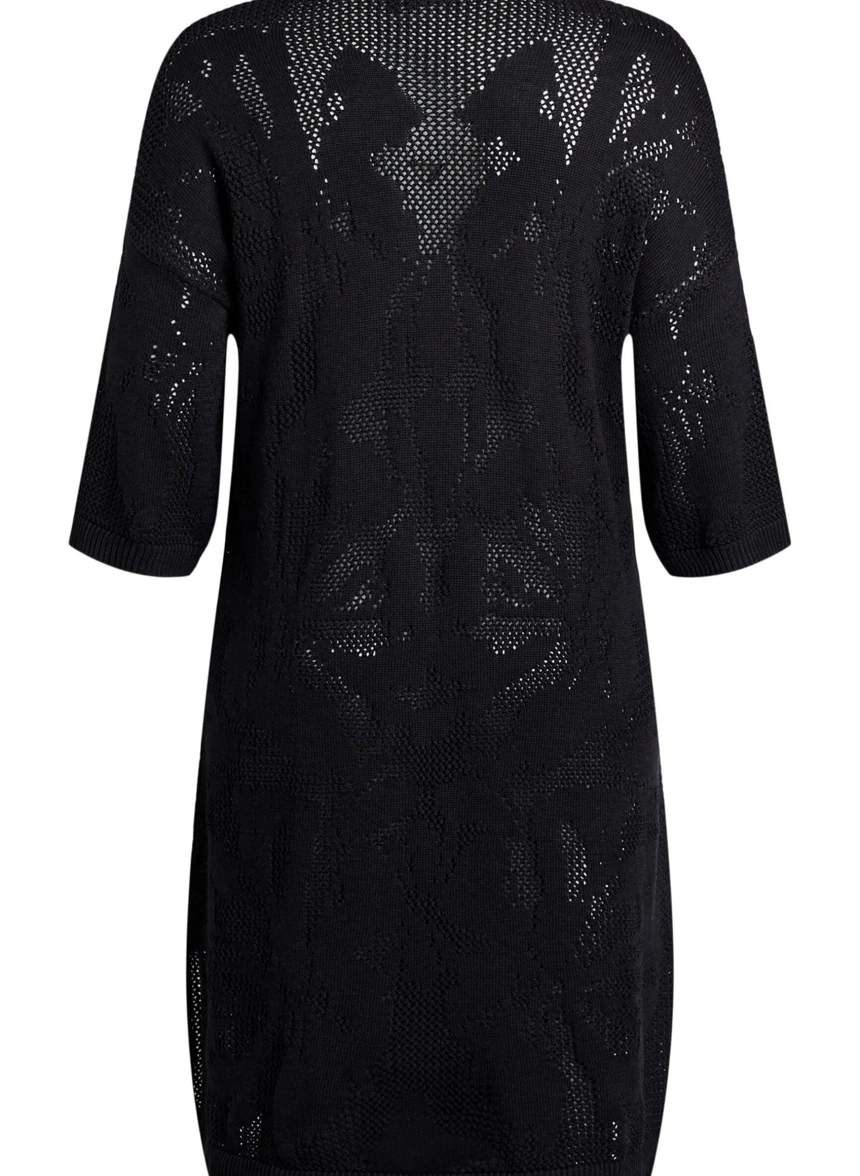 Strickkleid mit Ajourmuster und 3/4-Ärmeln