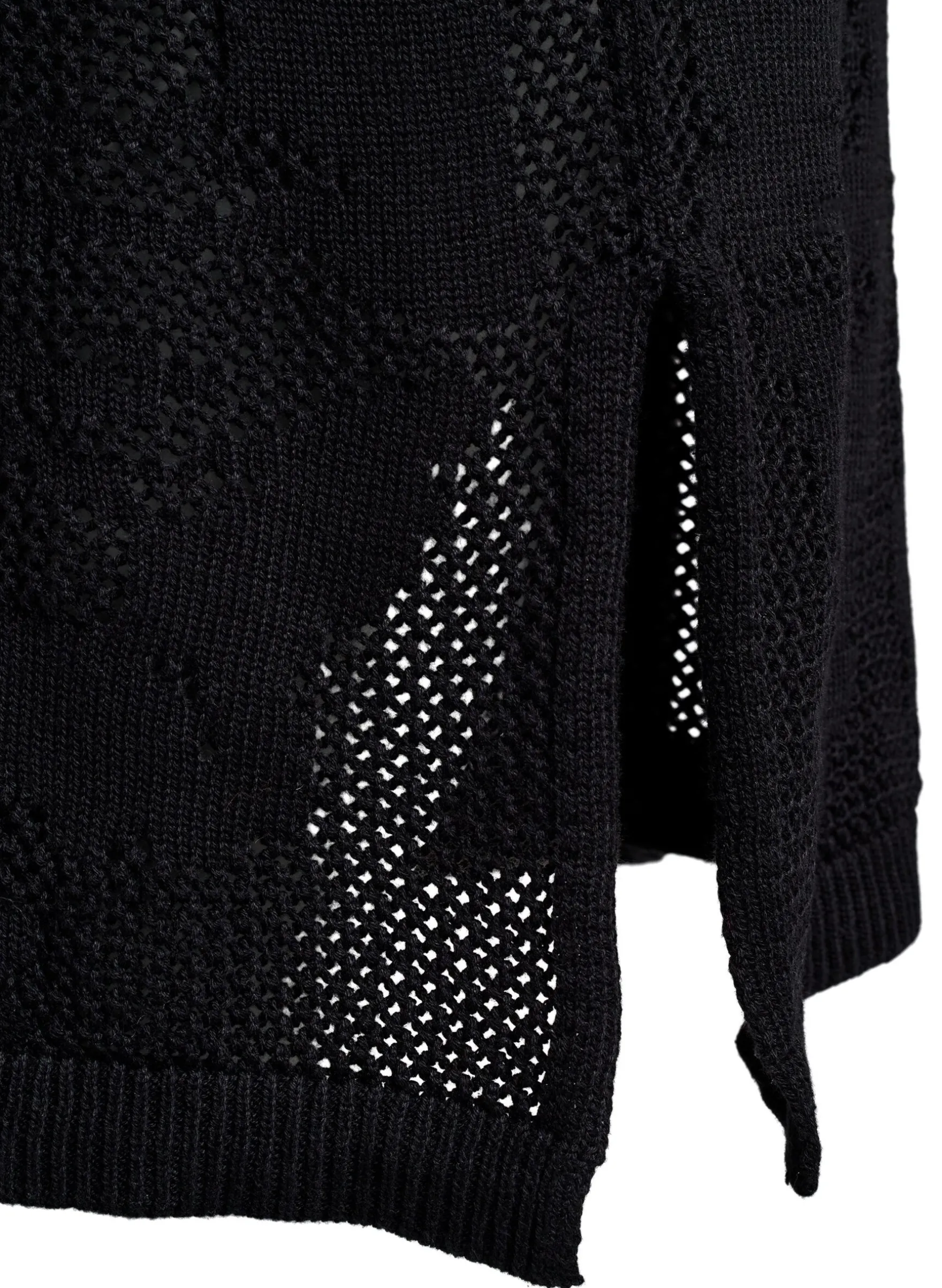 Strickkleid mit Ajourmuster und 3/4-Ärmeln
