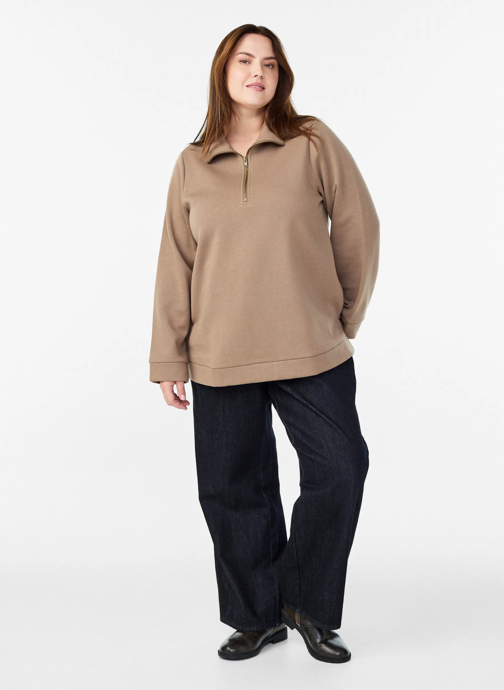 Sweatshirt mit hohem Kragen und Reißverschluss
