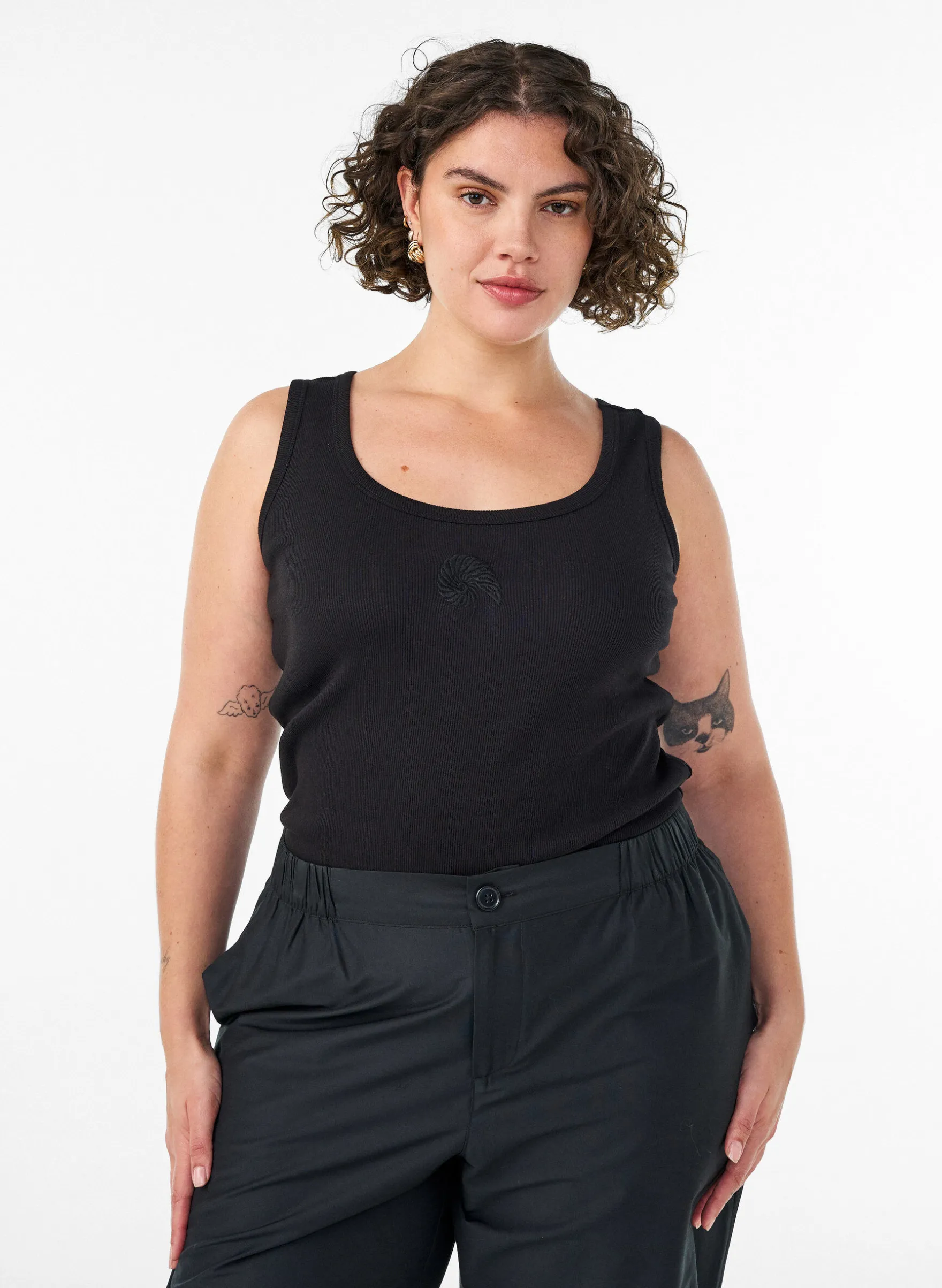 Tailleiertes Top mit Motiv