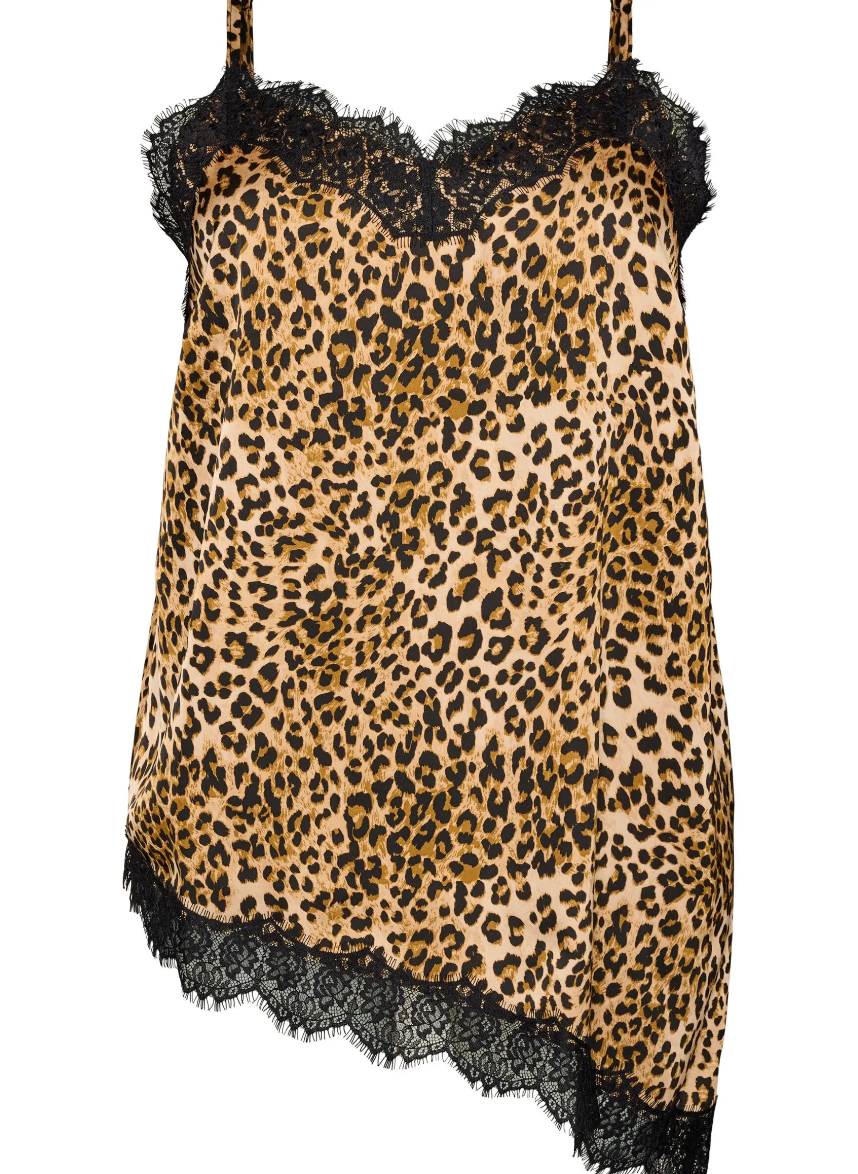 Trägertop mit Spitze und asymmetrischem Saum