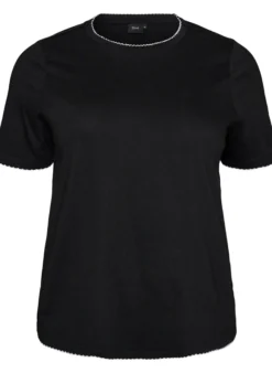 T-Shirt aus Baumwolle mit gewellten Kontrastkanten