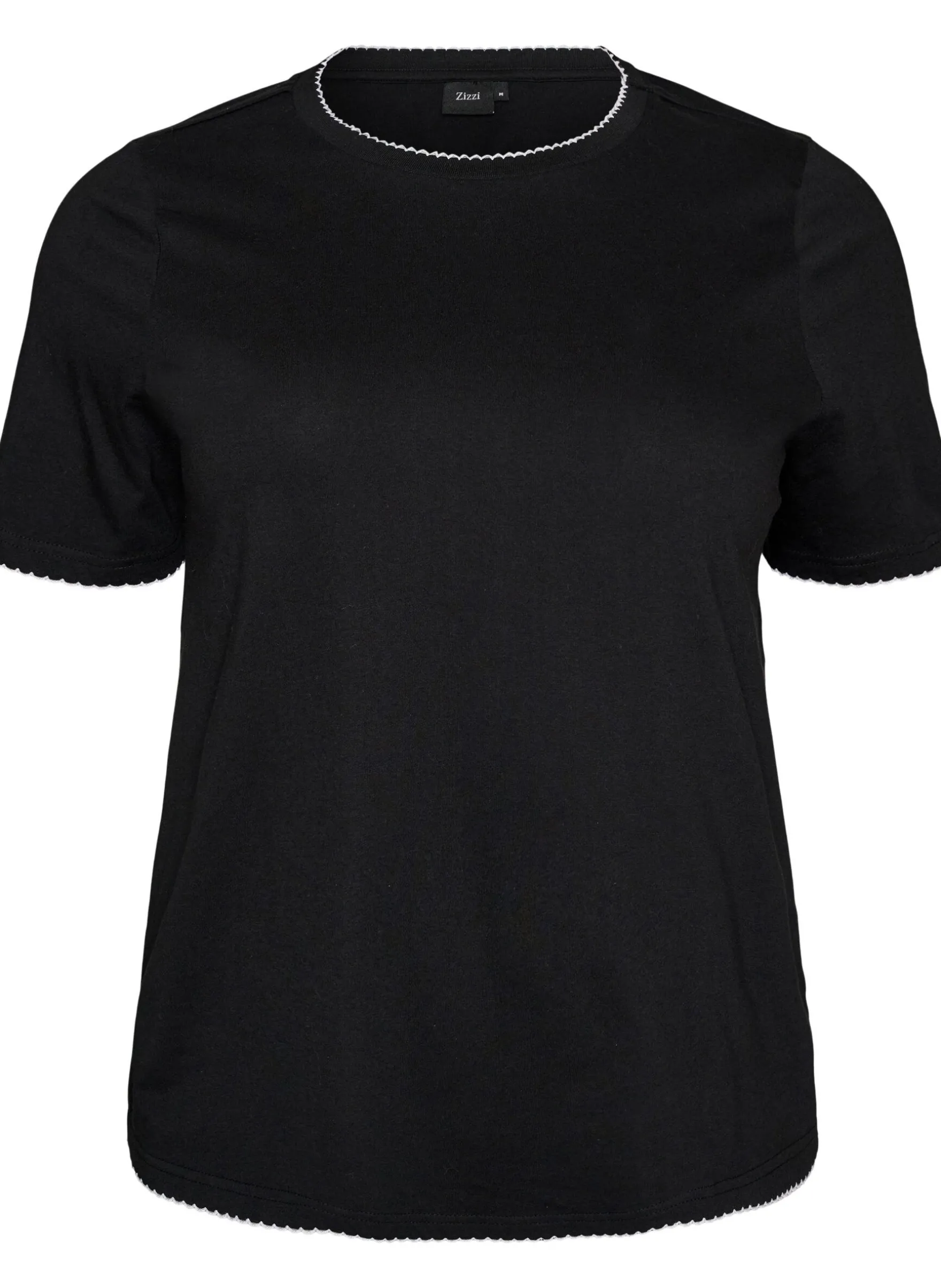 T-Shirt aus Baumwolle mit gewellten Kontrastkanten