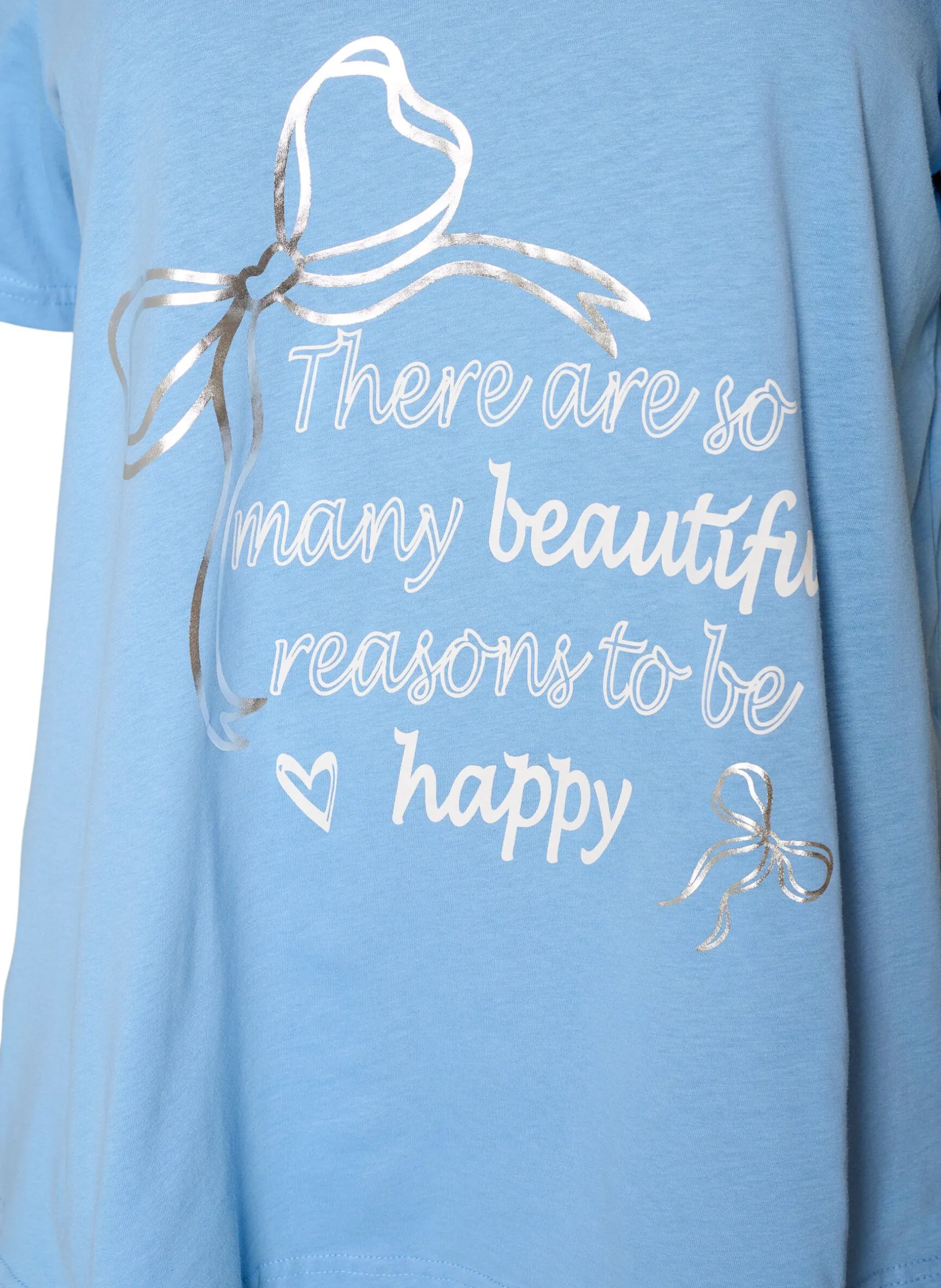 T-Shirt aus Baumwolle mit V-Ausschnitt und Frontprint