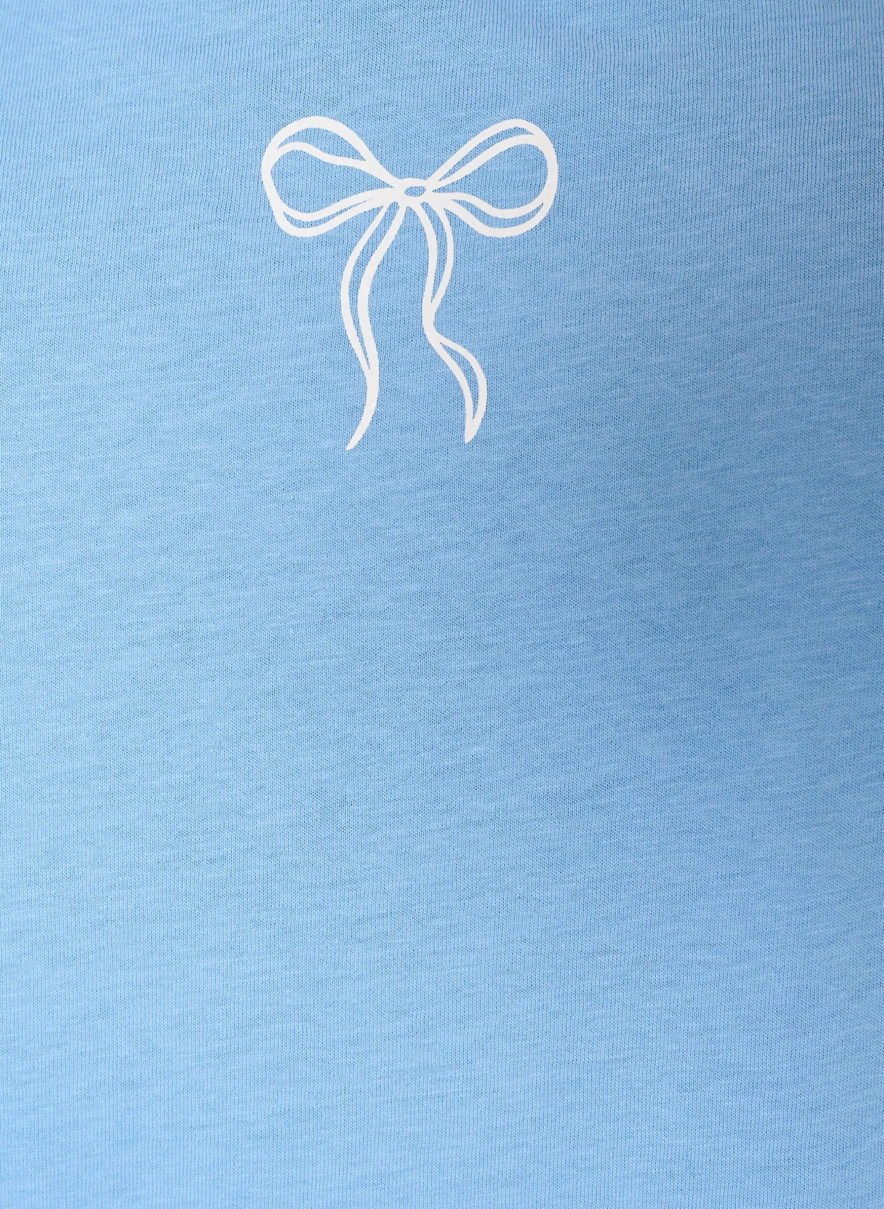 T-Shirt aus Baumwolle mit V-Ausschnitt und Frontprint