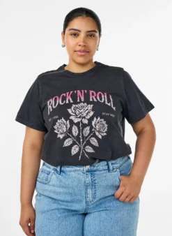 T-Shirt aus Bio-Baumwolle mit Rockprint